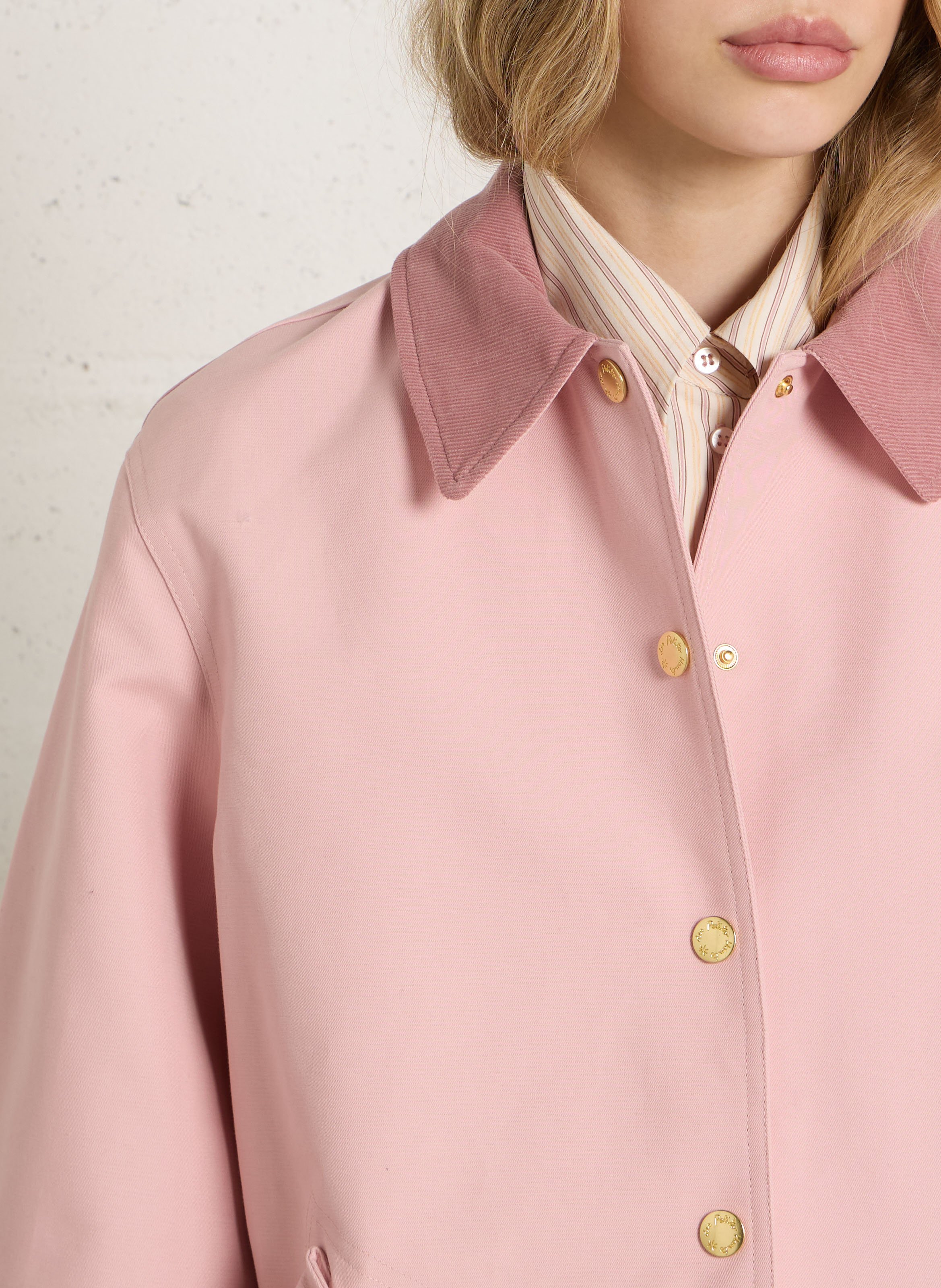 Cotton jacket with classic collar DES PETITS HAUTS Pink
