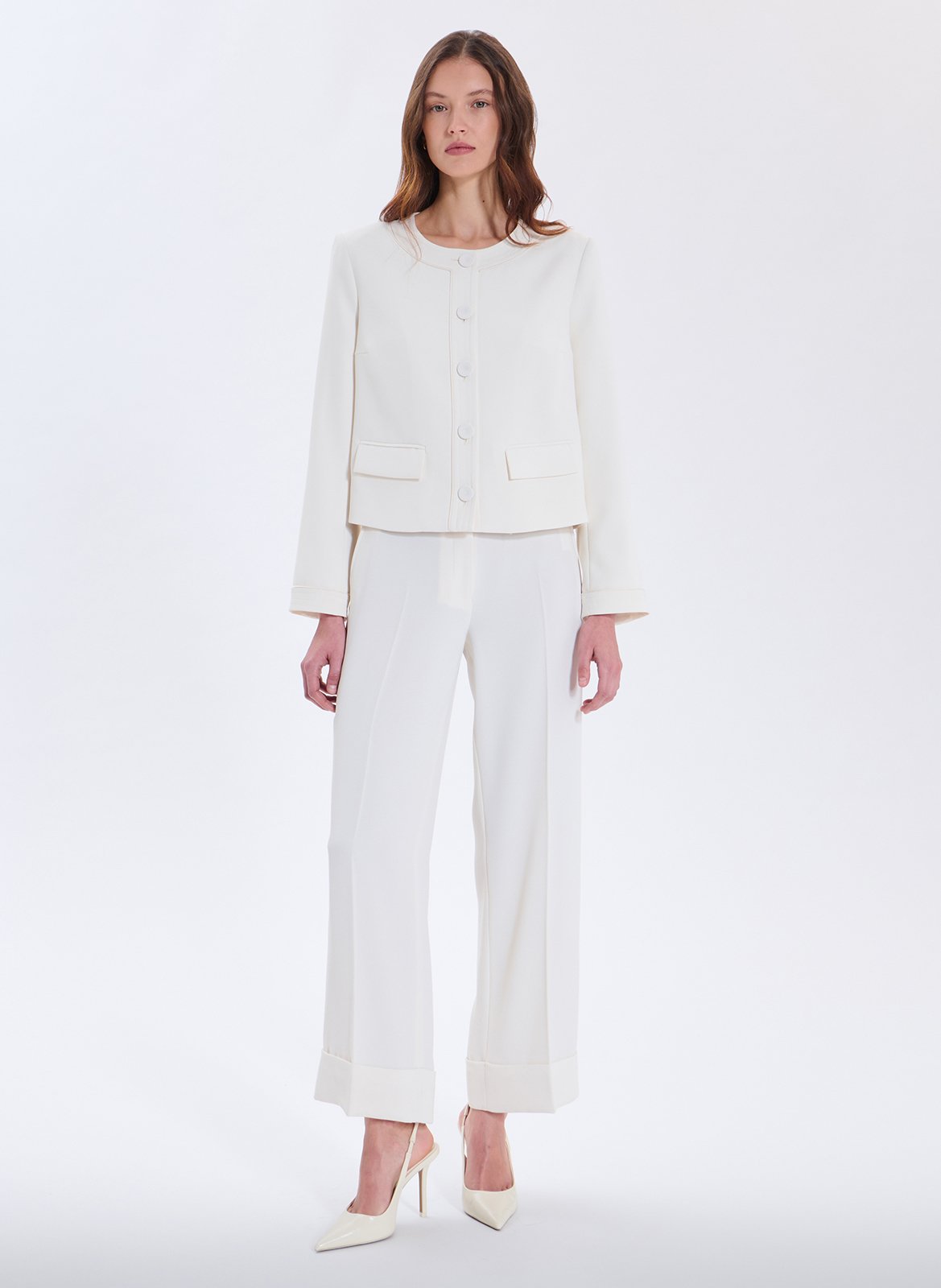 Chaqueta recta con cuello redondo ZAPA Blanco