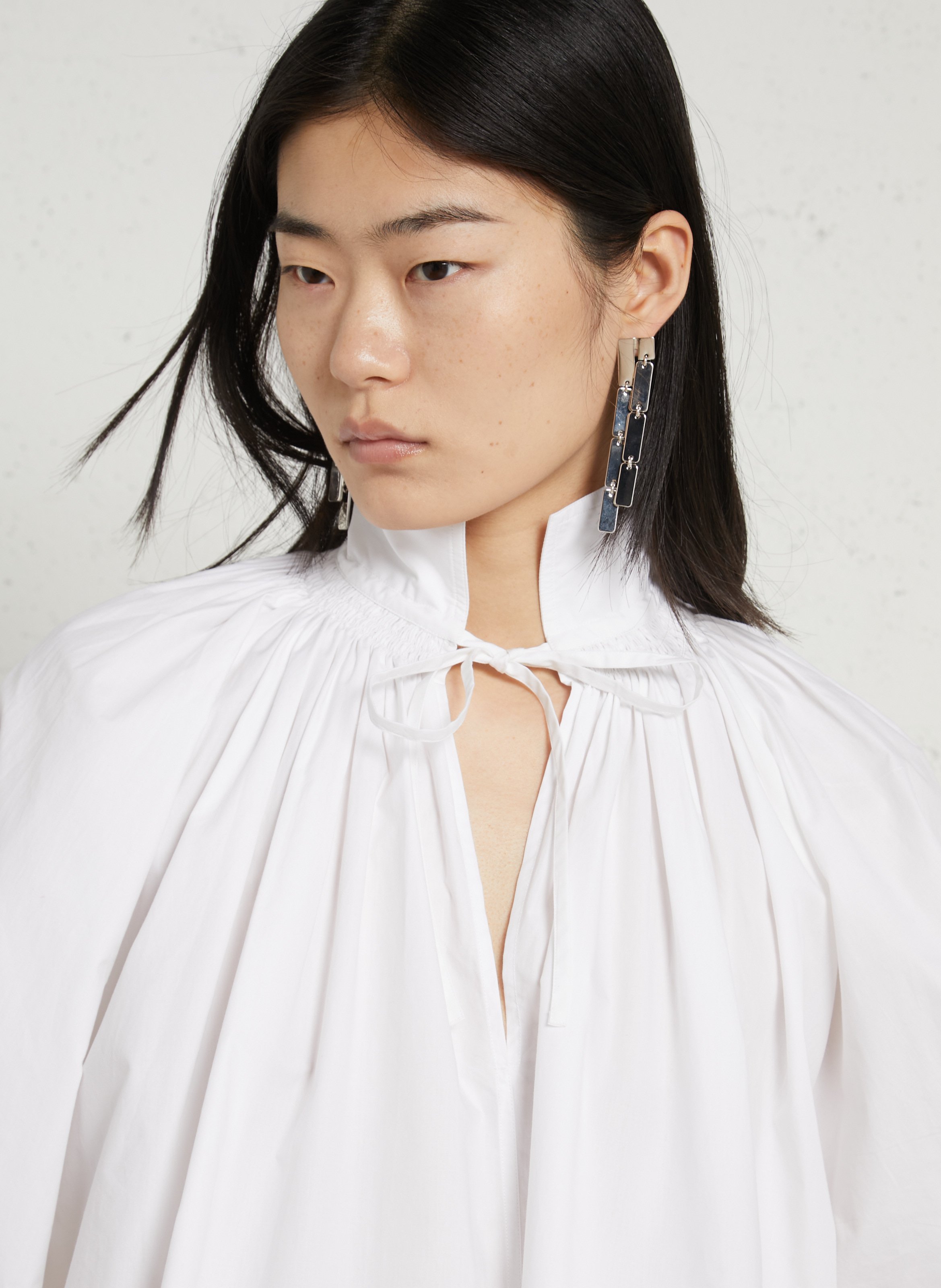 V-neck checked shirt LAURENCE BRAS White