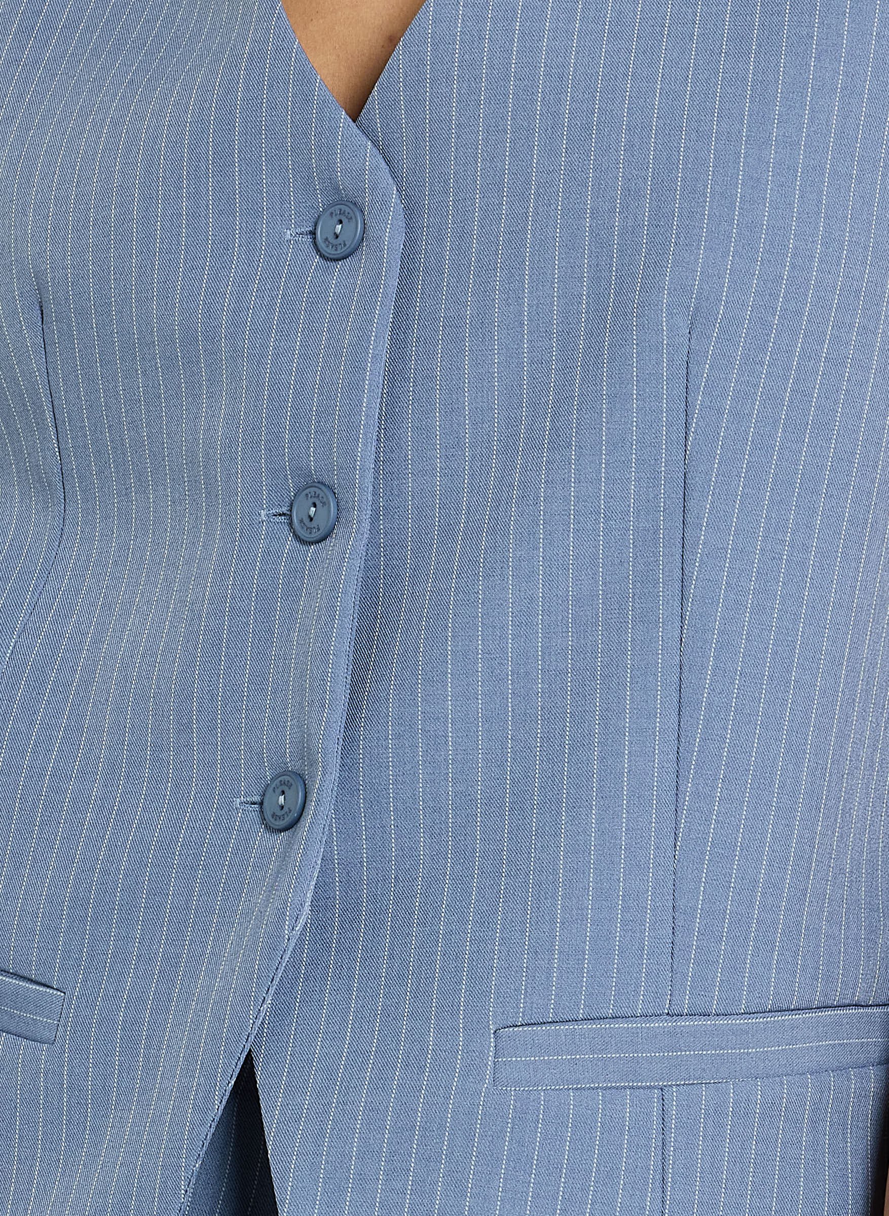 Sleeveless striped blazer. PLEASE Blue