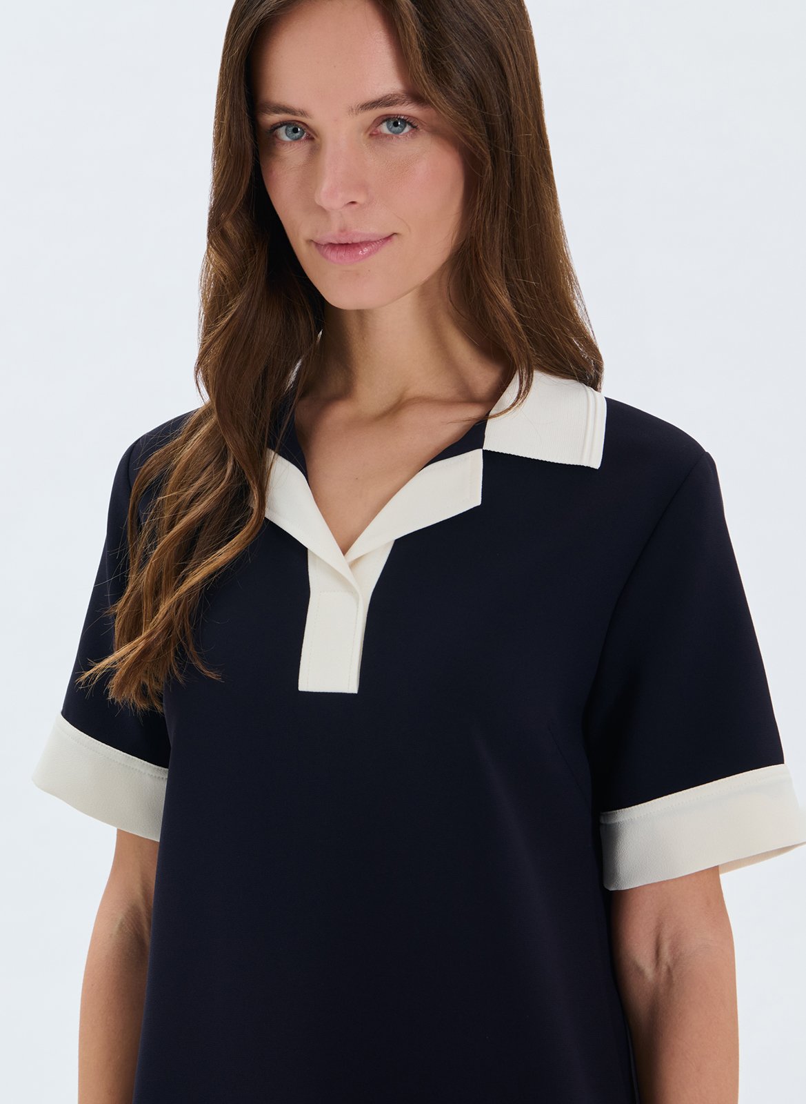 Robe courte col polo Bleu