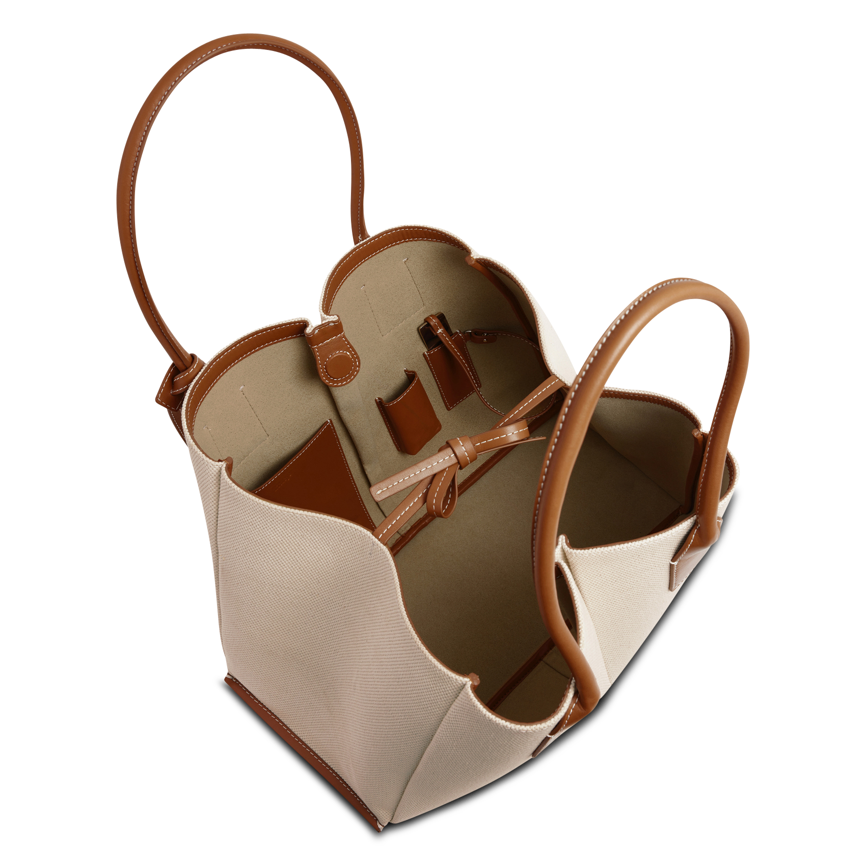 Large tote bag in canvas and grained leather LE TANNEUR Beige