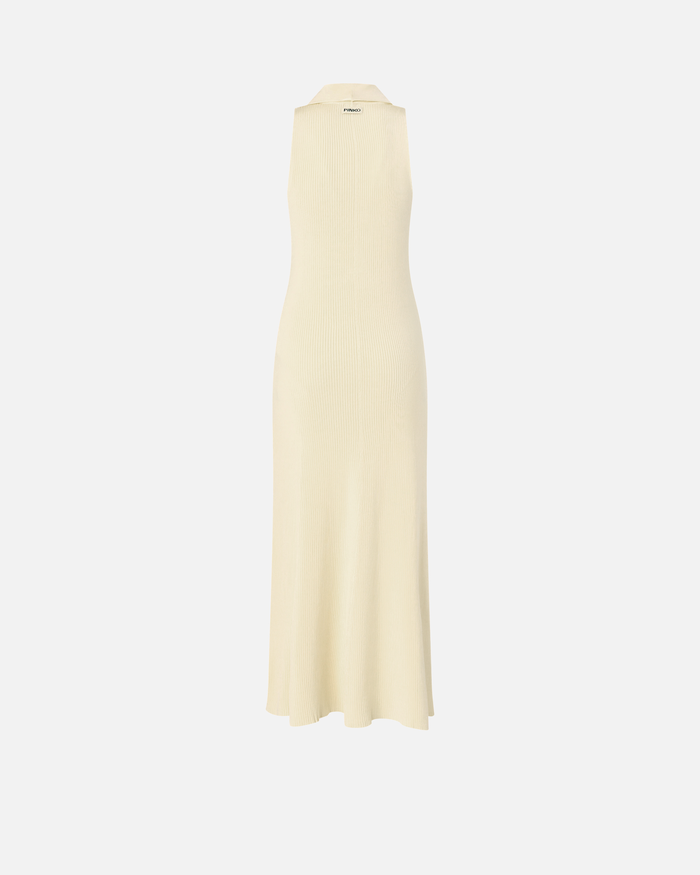 Robe longue côtelée à col façon bandana PINKO Beige