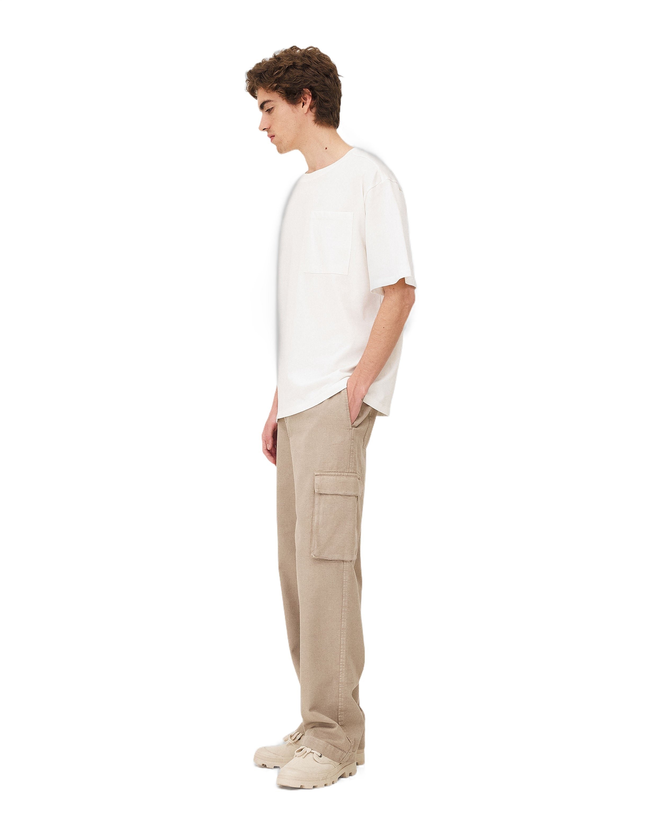 Wide military cargo pants in greige Noyoco Beige