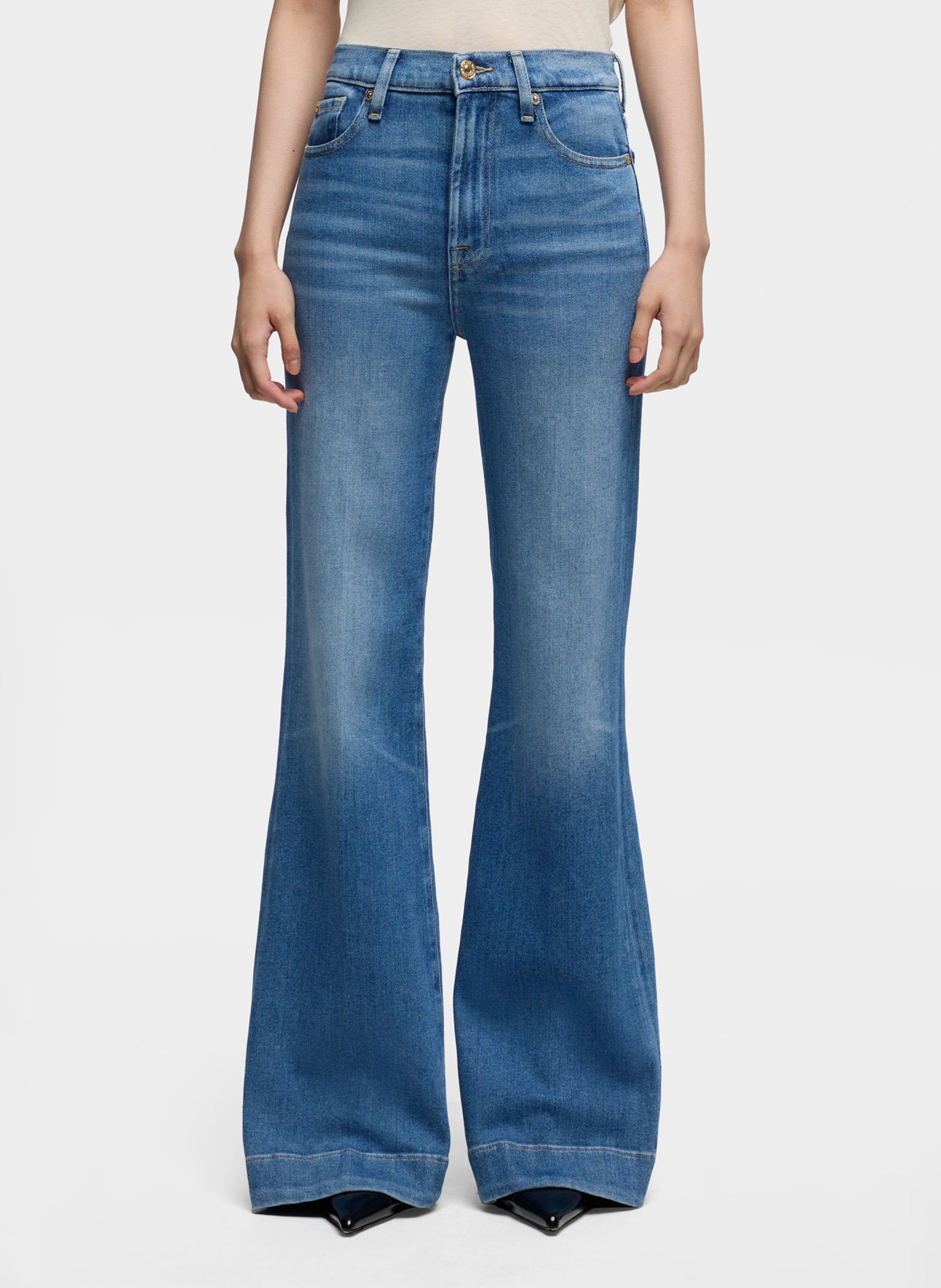Cotton-blend bootcut jeans 7 FOR ALL MANKIND Blue