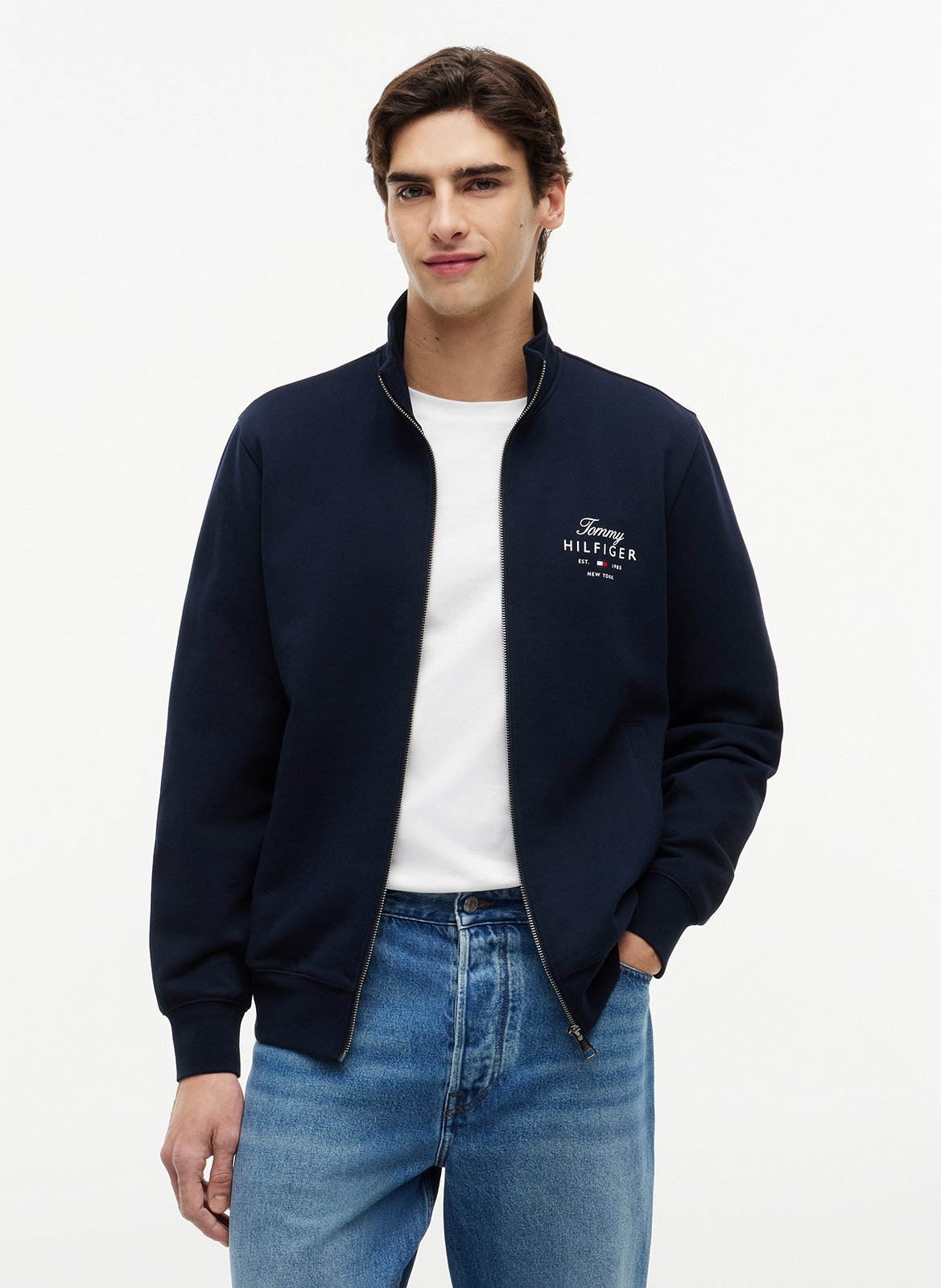 Baumwoll-Sweatshirt mit Reißverschluss TOMMY HILFIGER Blau