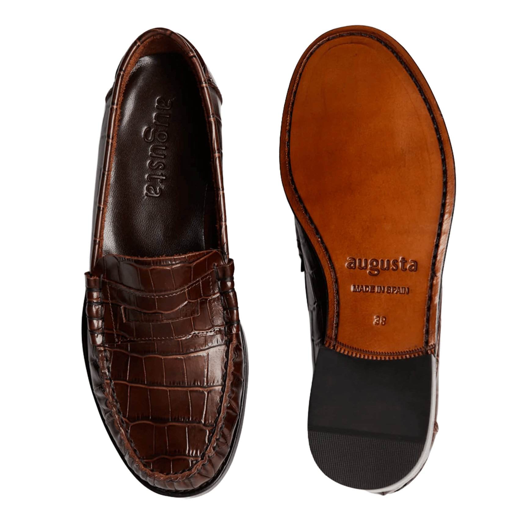 Embossed crocodile leather loafers | Brown AUGUSTA Women