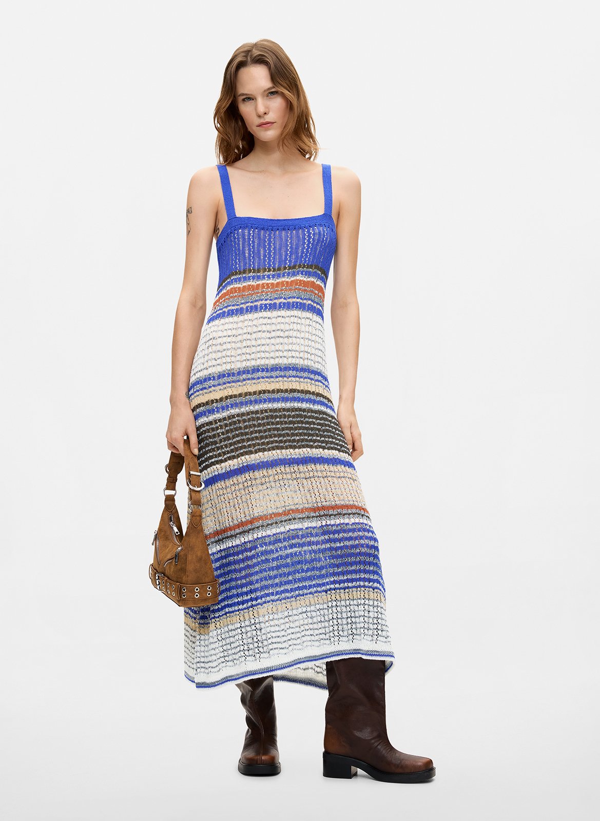 Long striped flared dress DESIGUAL Blue