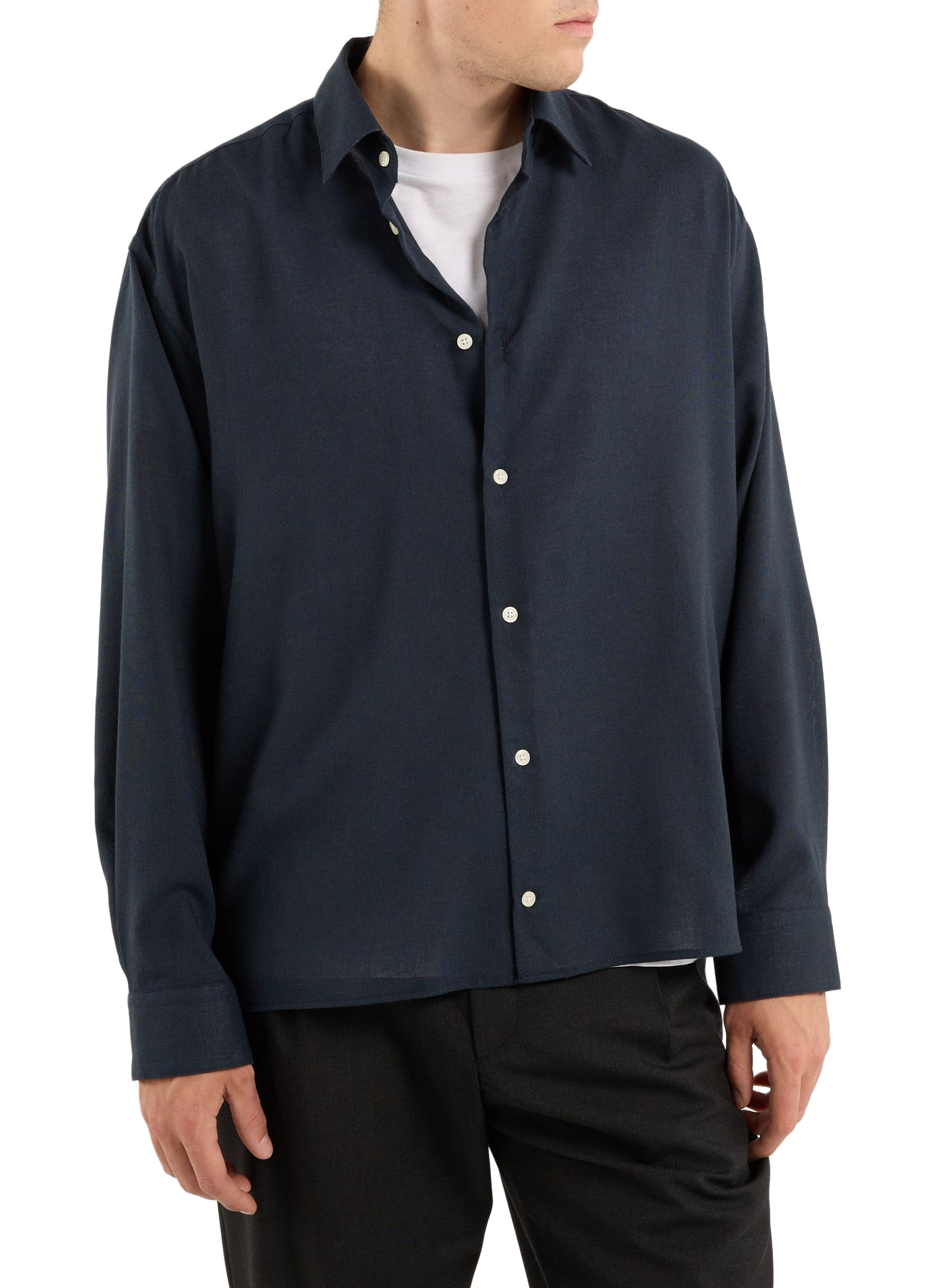 Solid straight button-up shirt SAISON 1865 Blue