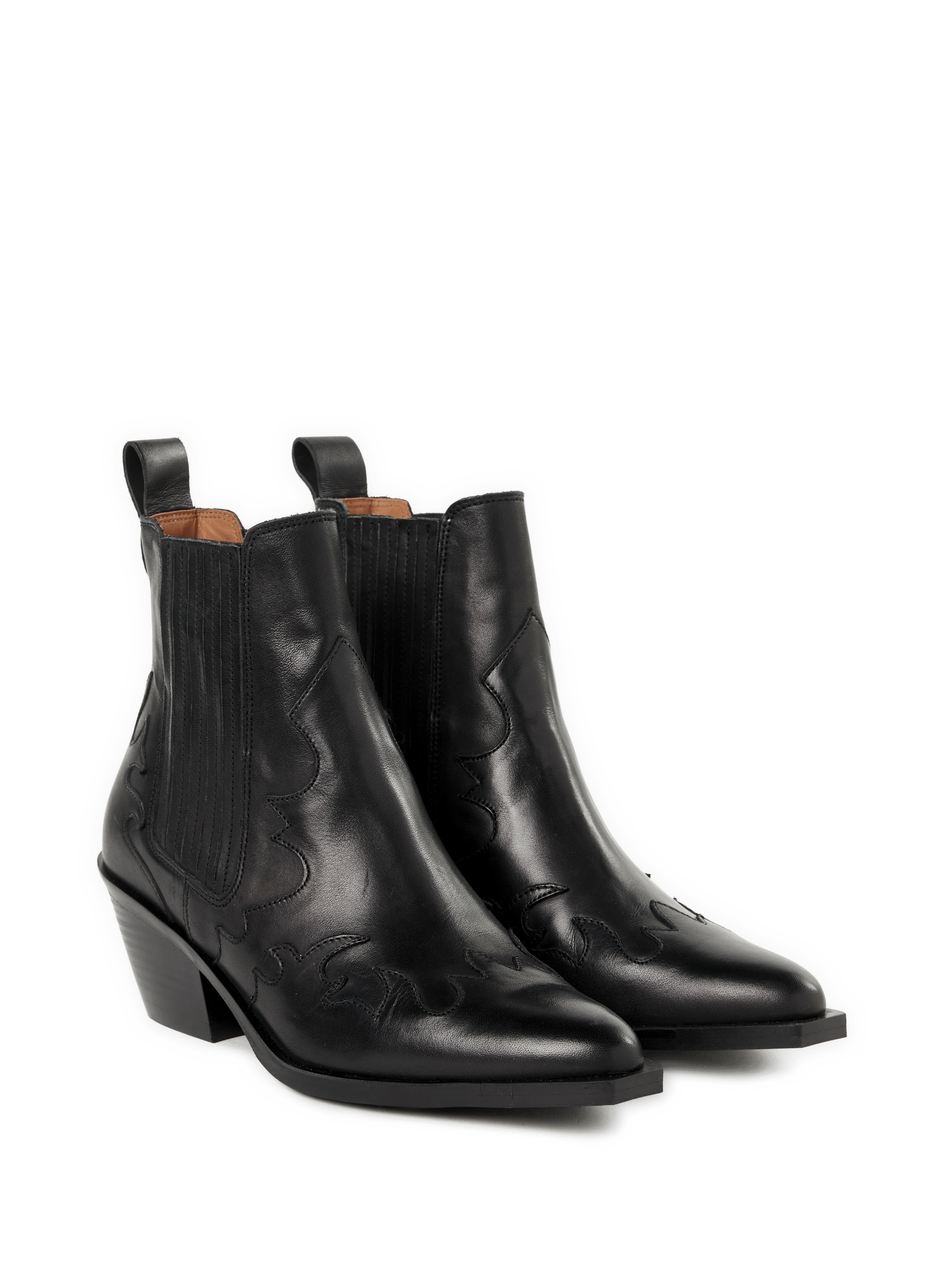 Leather cowboy ankle boots in full coco leather SAISON 1865 Black