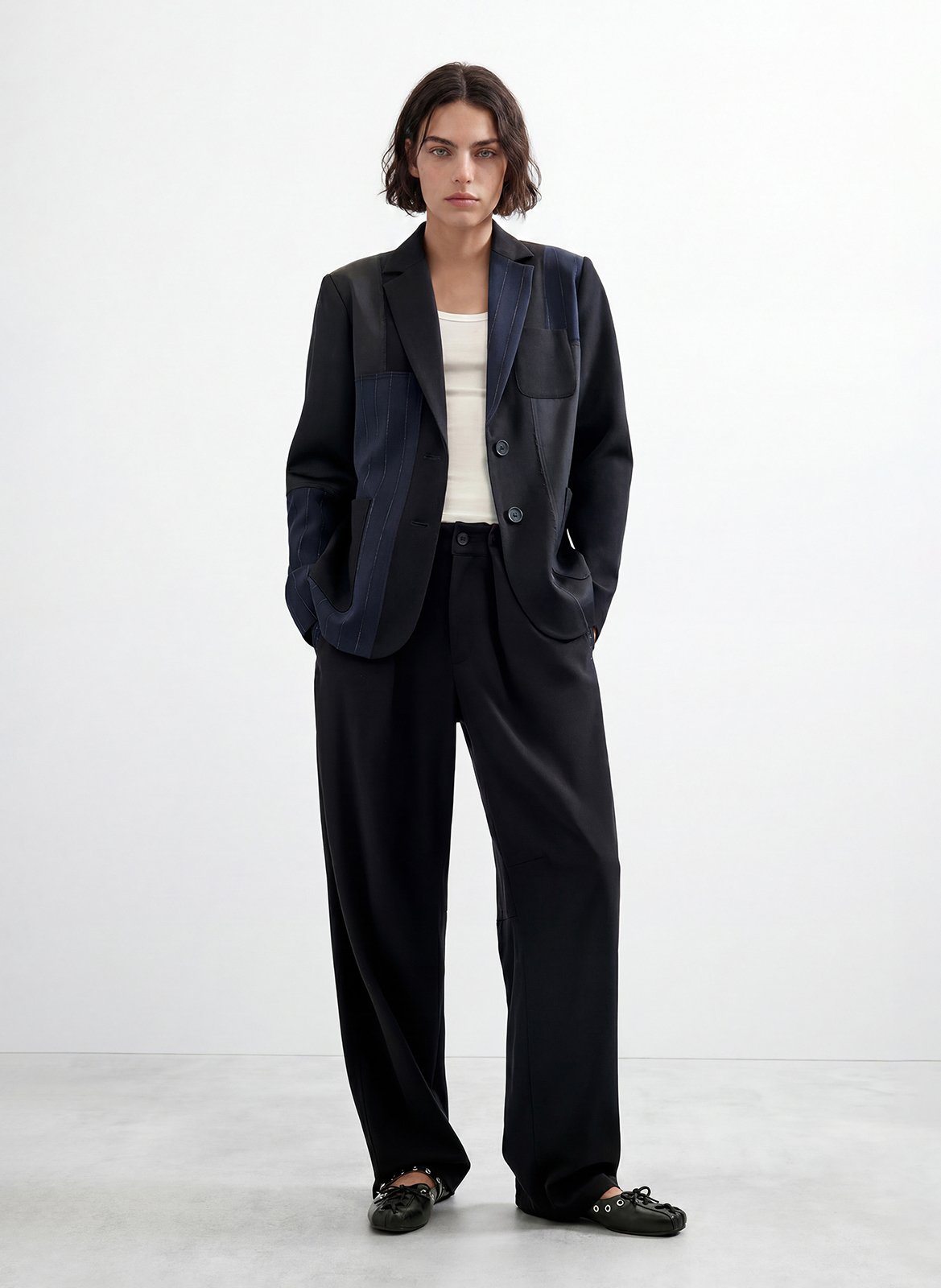 Veste col tailleur effet patchwork DESIGUAL Bleu