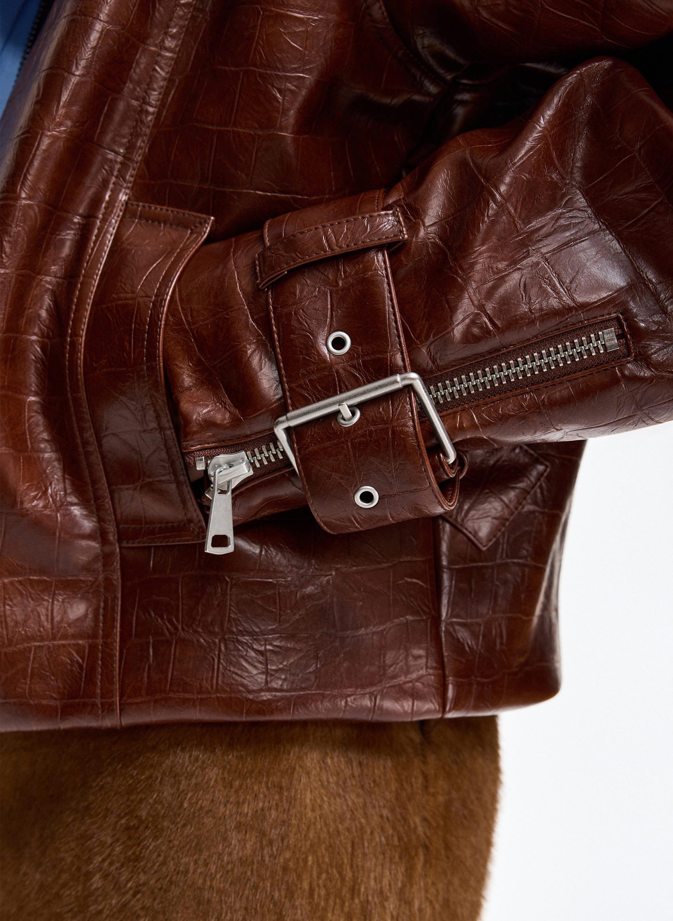 Chaqueta oversize con cuello de piel sintética ESSENTIEL ANTWERP Marron
