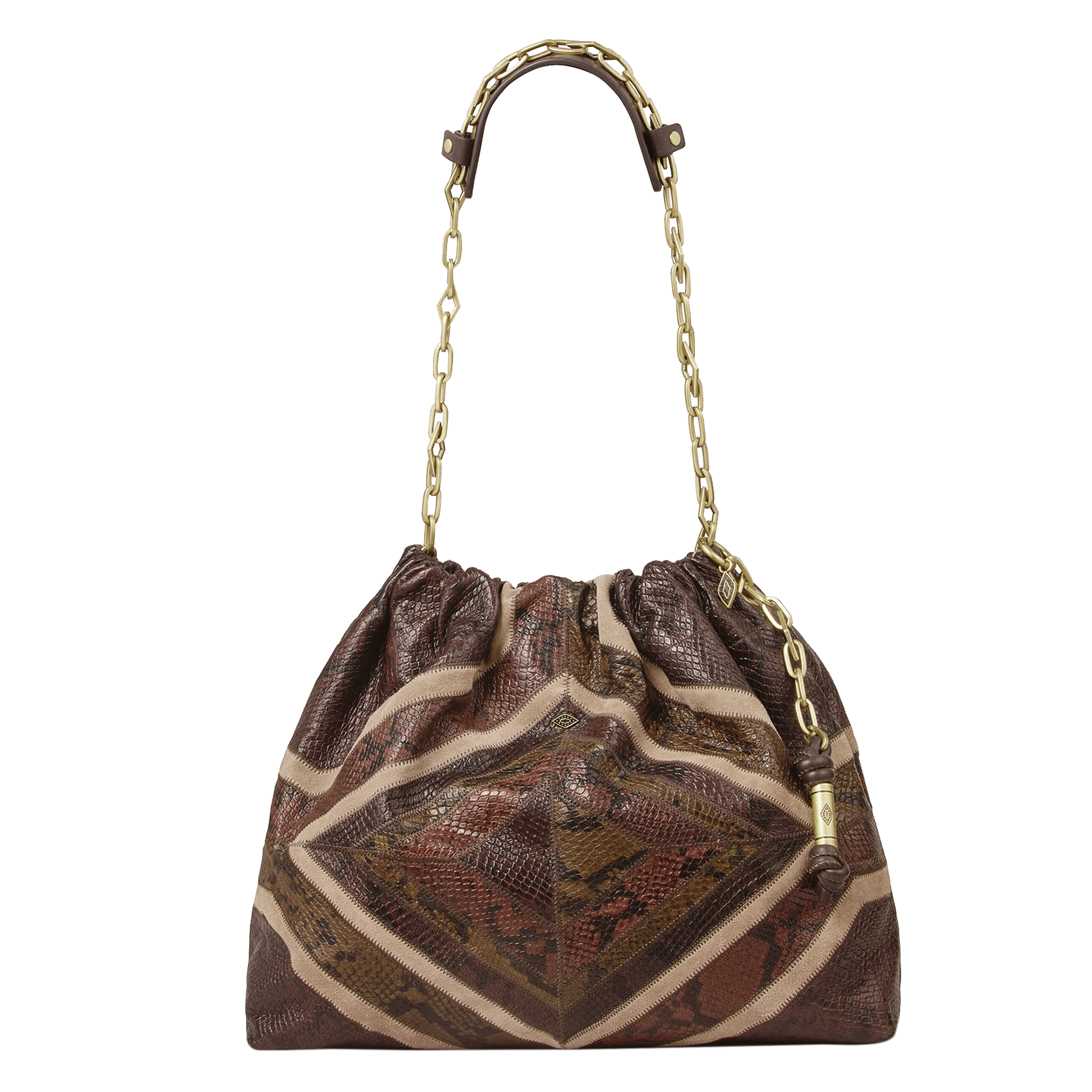 Printed leather shoulder bag BA&SH Brown