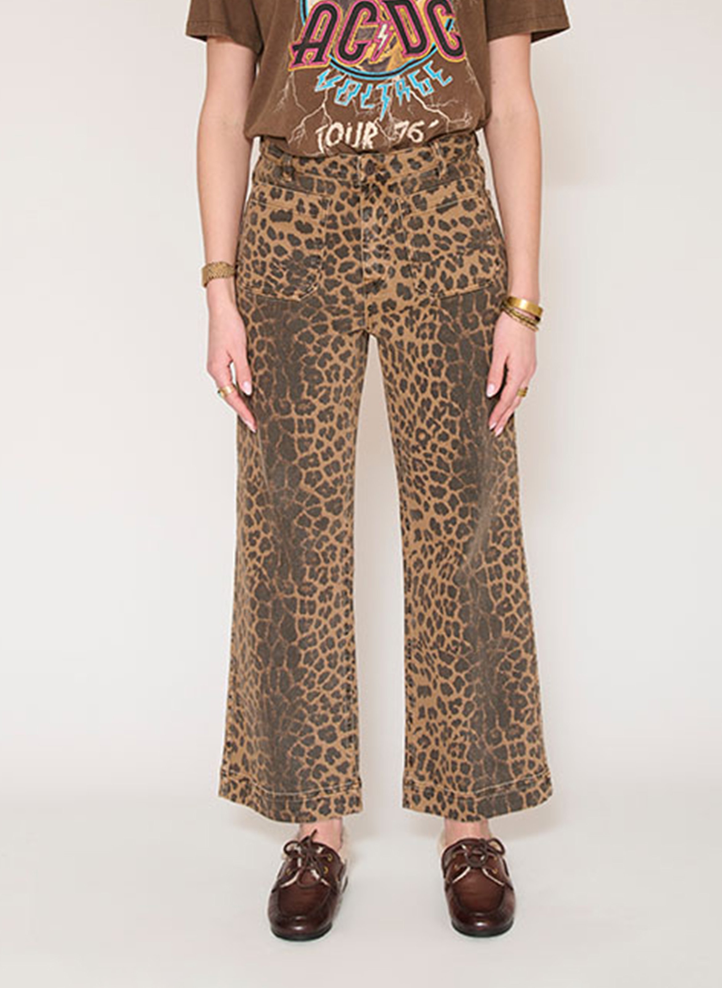 Straight animal print pants in blended cotton. MKT Brown