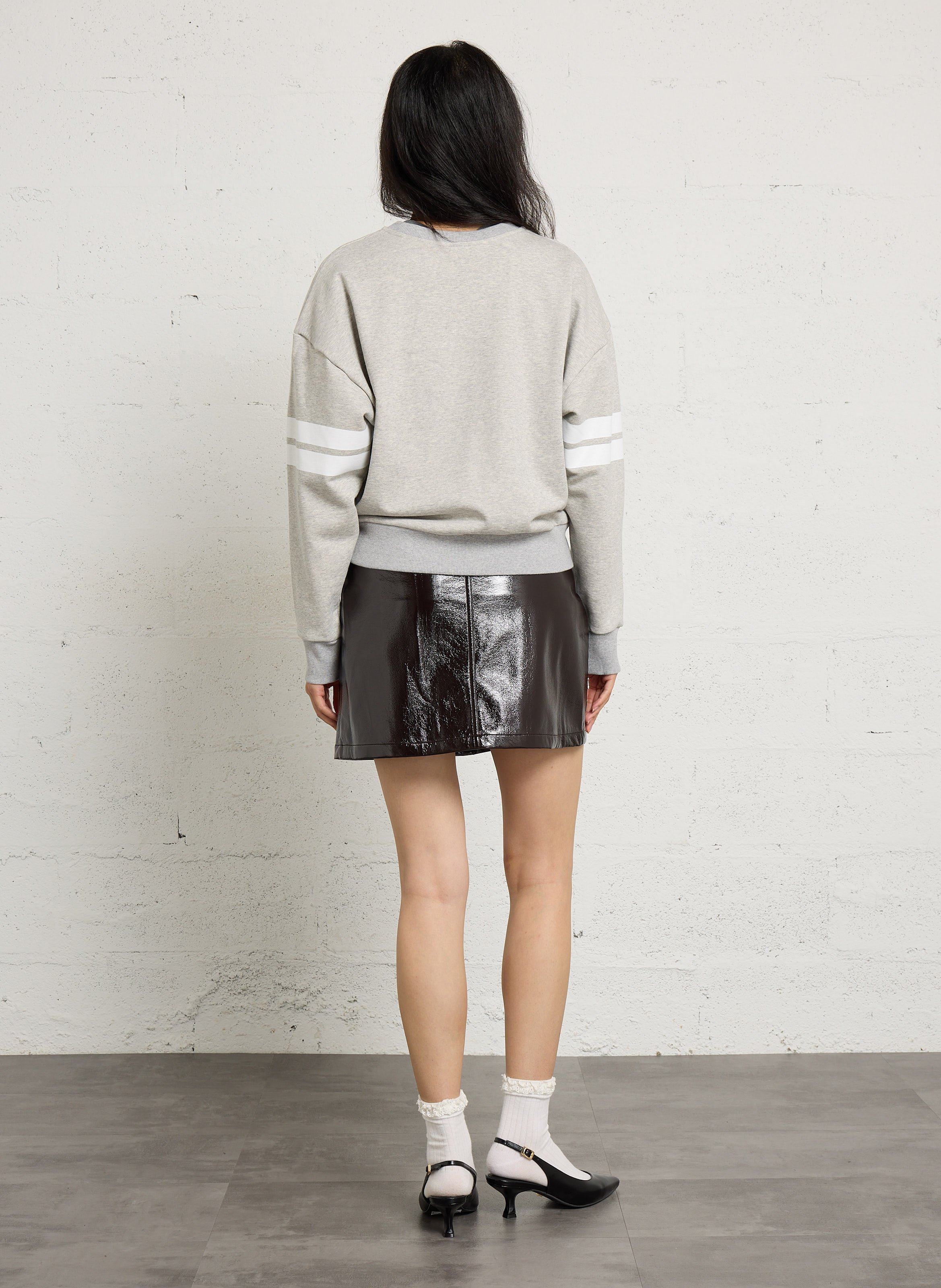 Wijde sweater met borduursel van katoen BERENICE Grijs