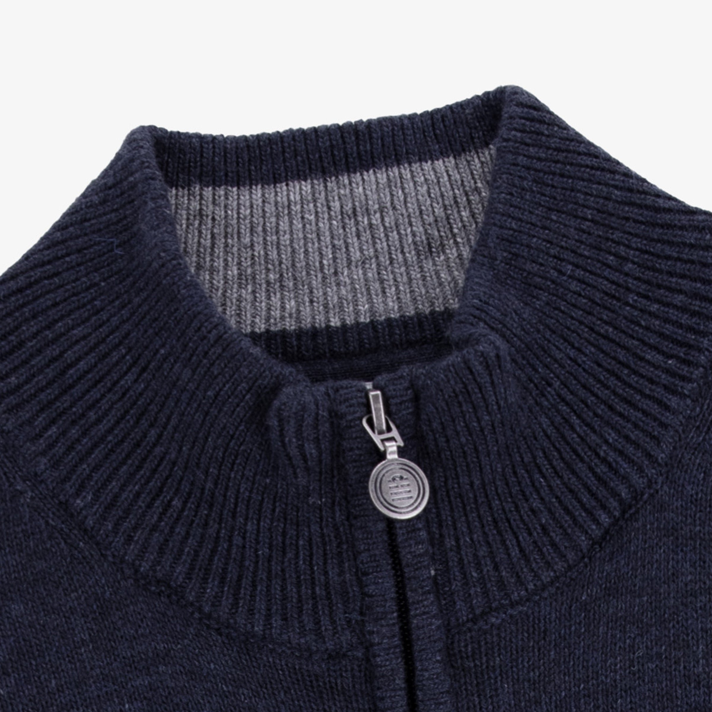 Zip-up high-neck sweater in a wool blend SERGE BLANCO Blue