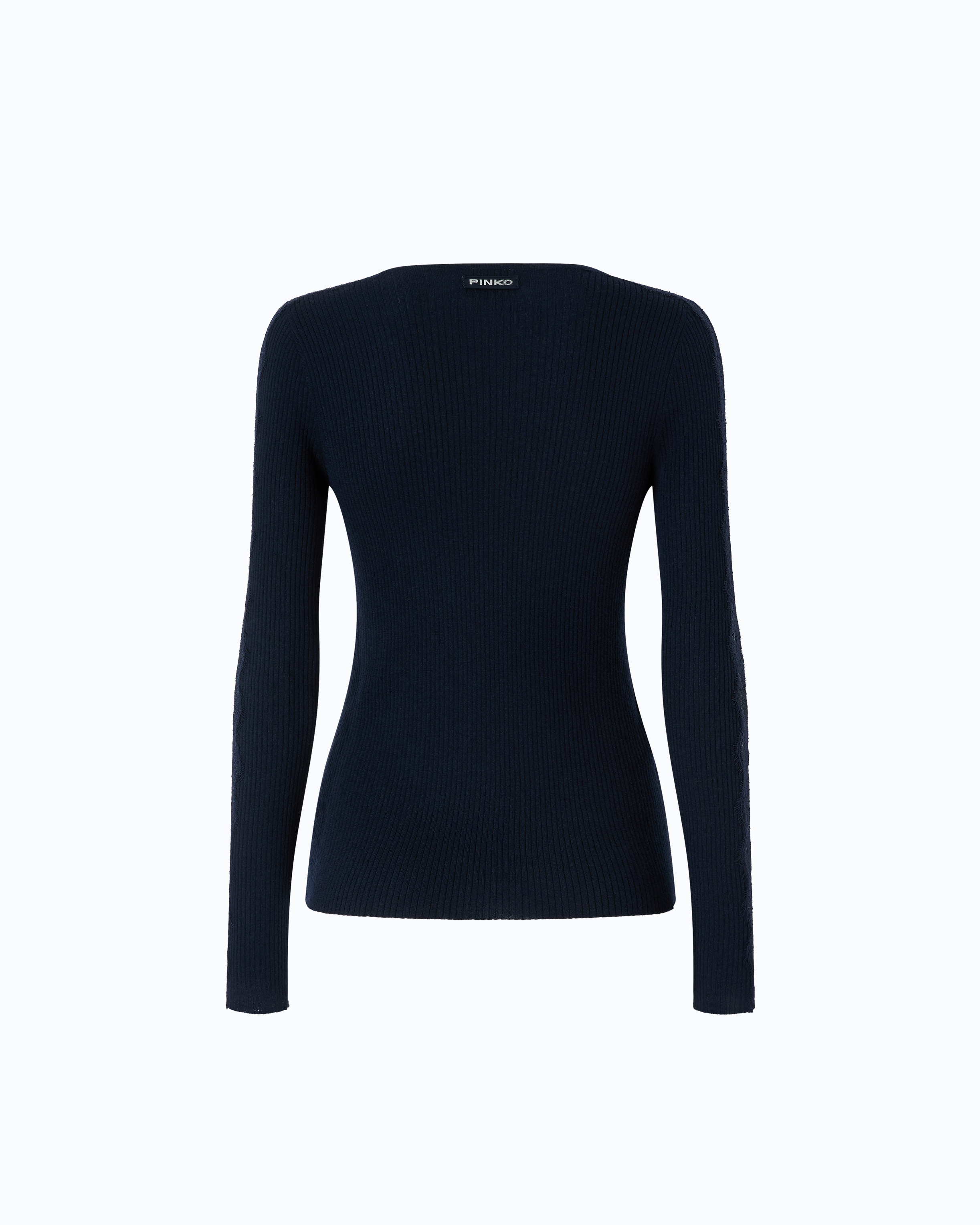 Pull côtelé à dentelle PINKO Bleu