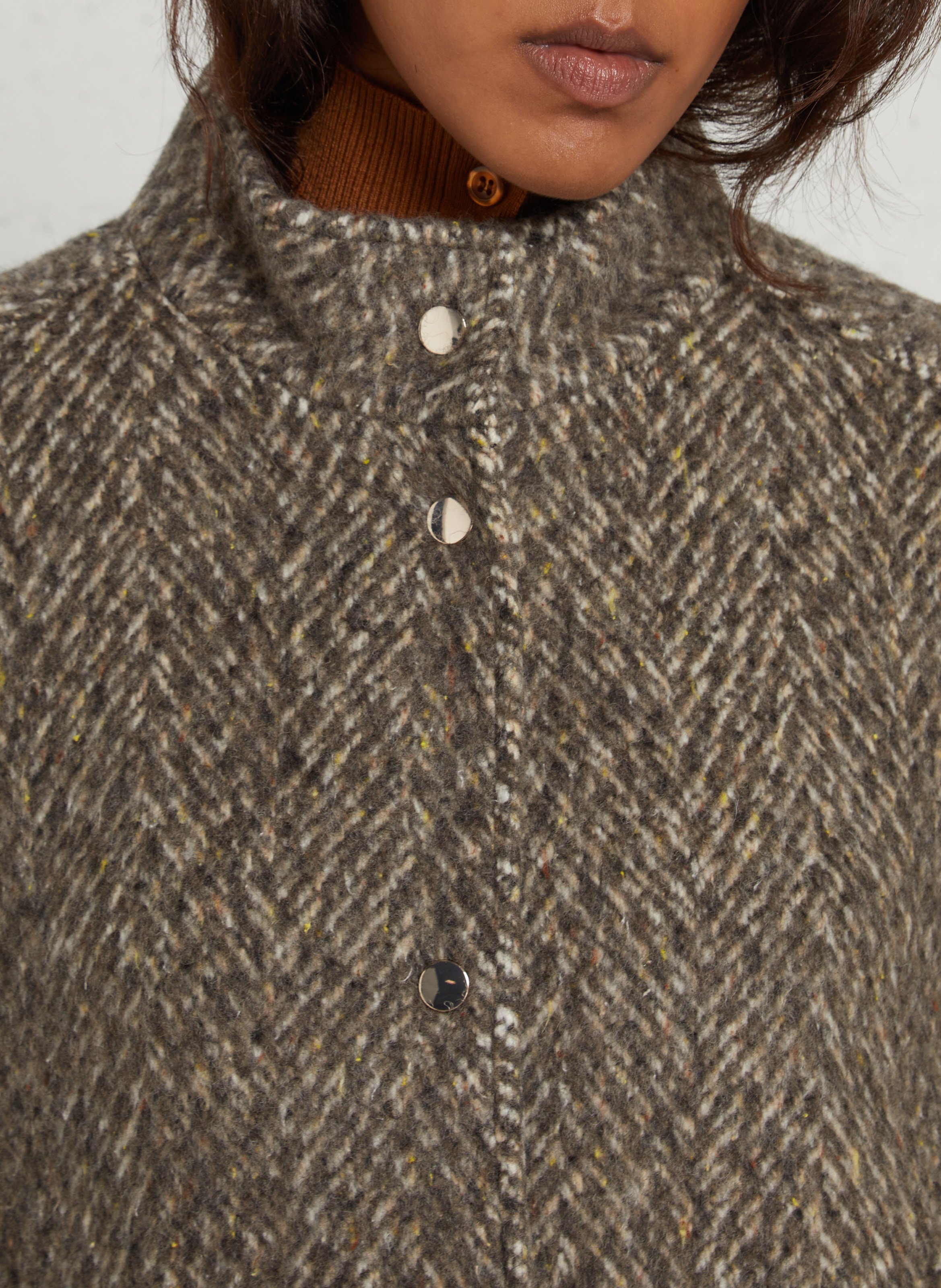 Manteau long droit à col montant  MAISON 123 Marron