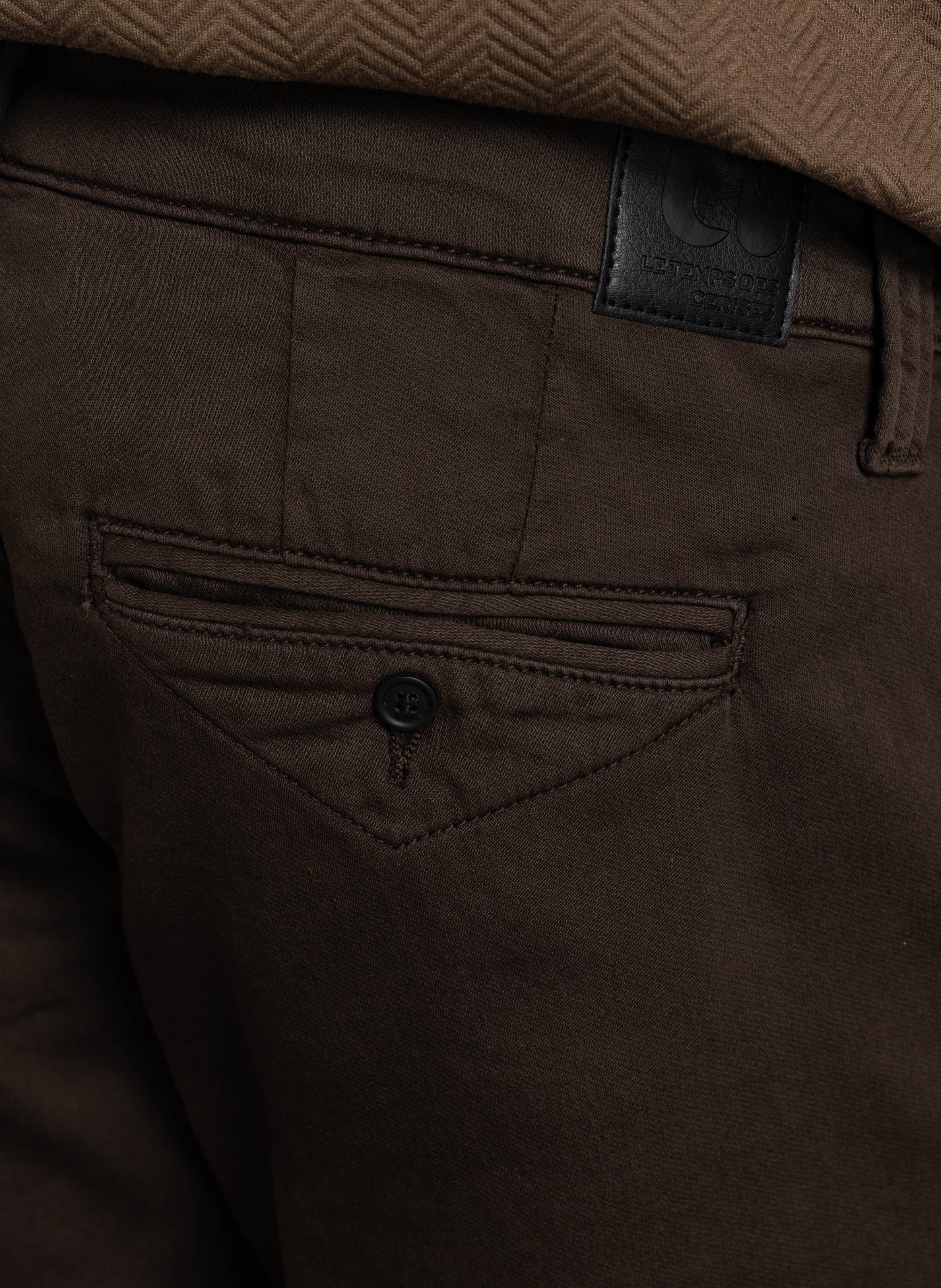 Slim-fit cotton-blend pants LE TEMPS DES CERISES Brown