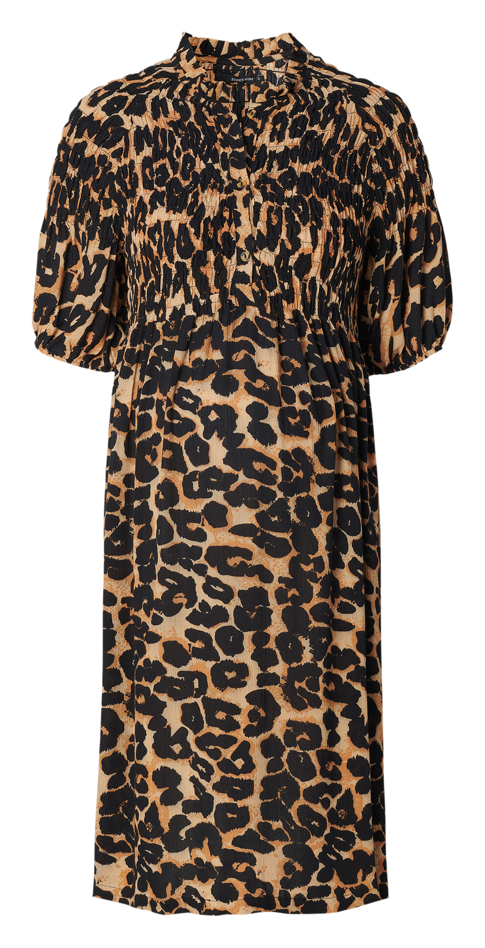 Leopard print fitted midi dress with high neck SUPERMOM Multicolored