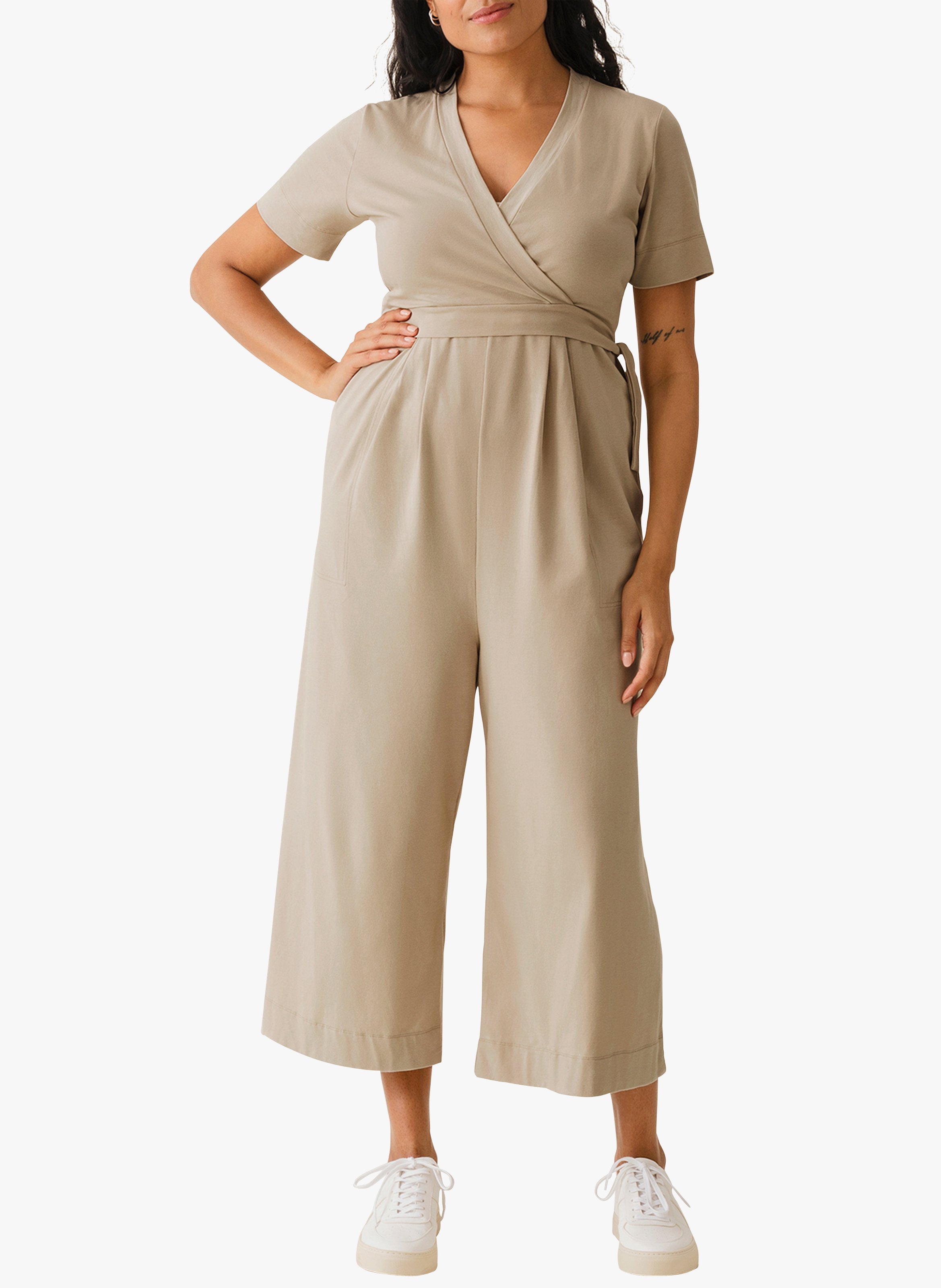 Combinaison col V en coton bio mélangé  BOOB Beige