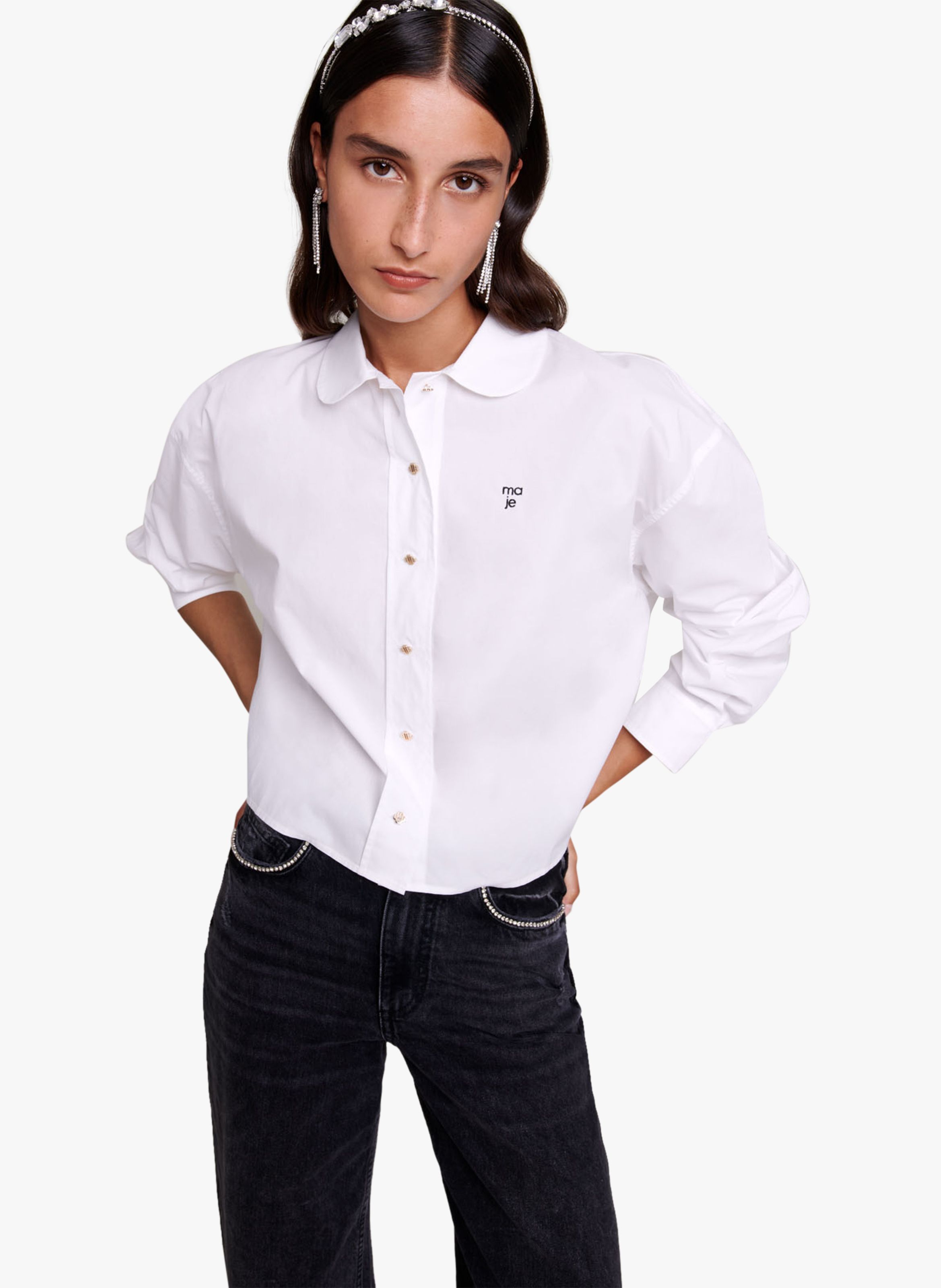 Chemise blanche col discount claudine