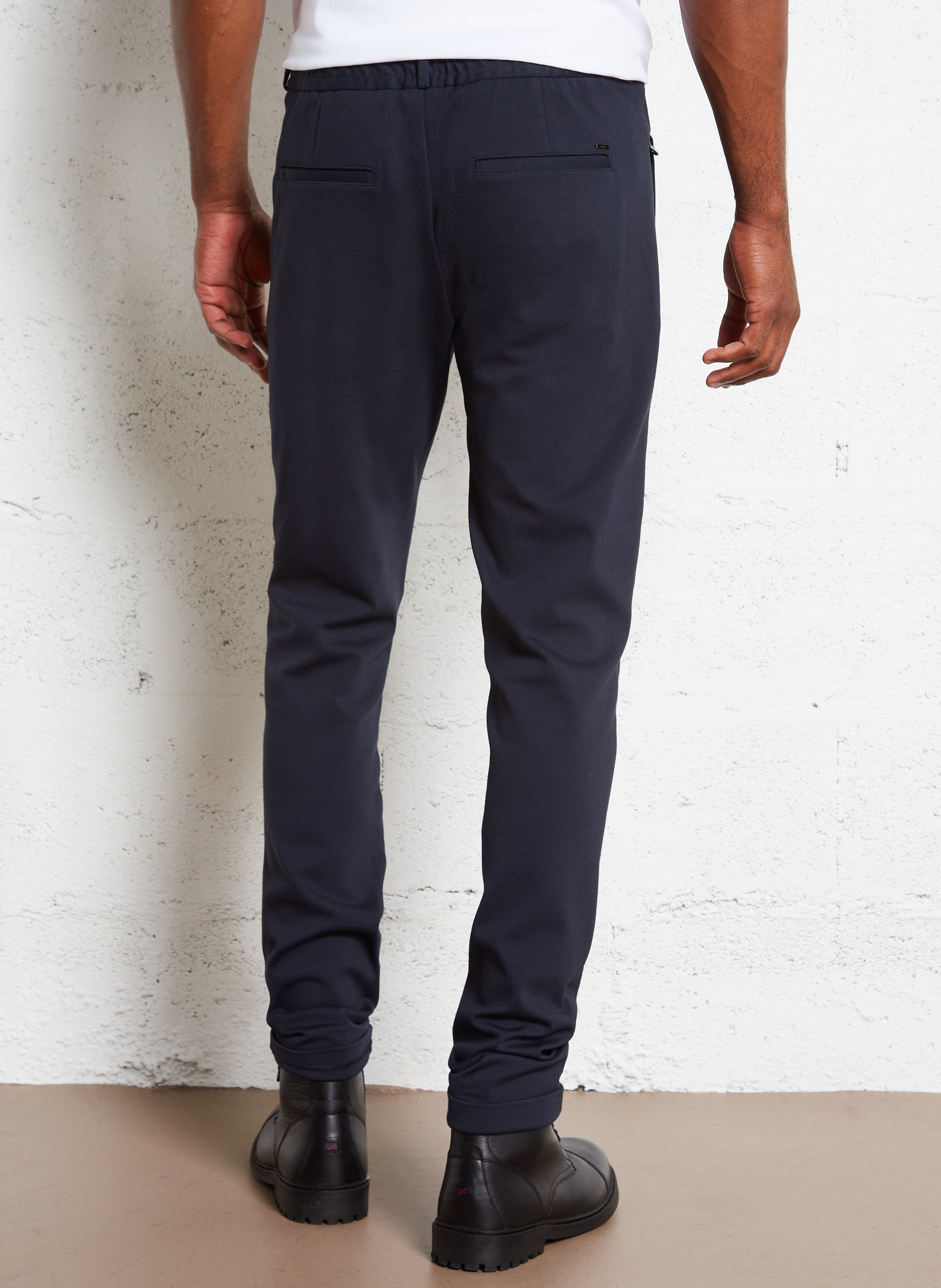 Pantalon slim en coton Bleu