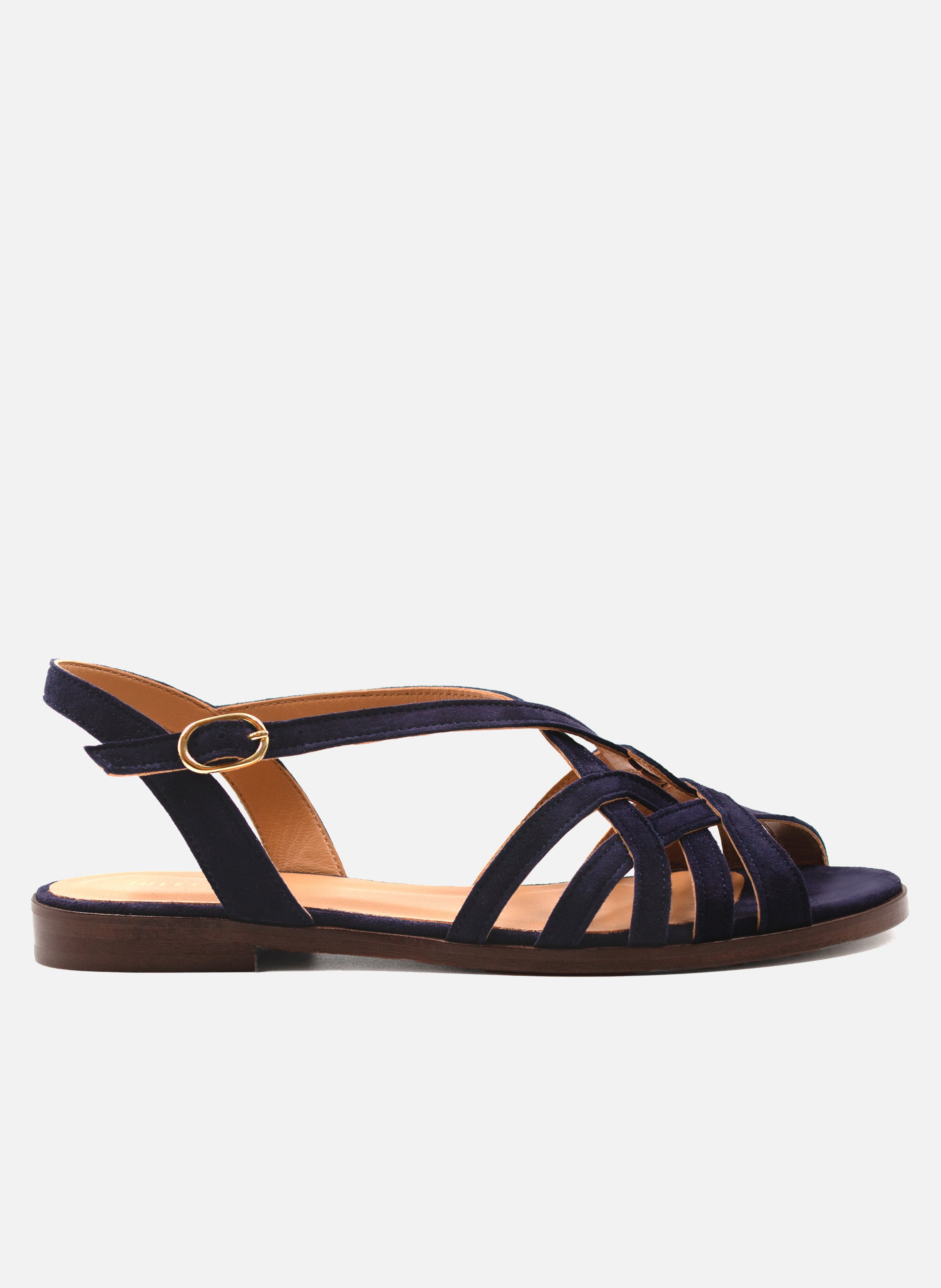 Flat suede leather strap sandals JULES & JENN Blue