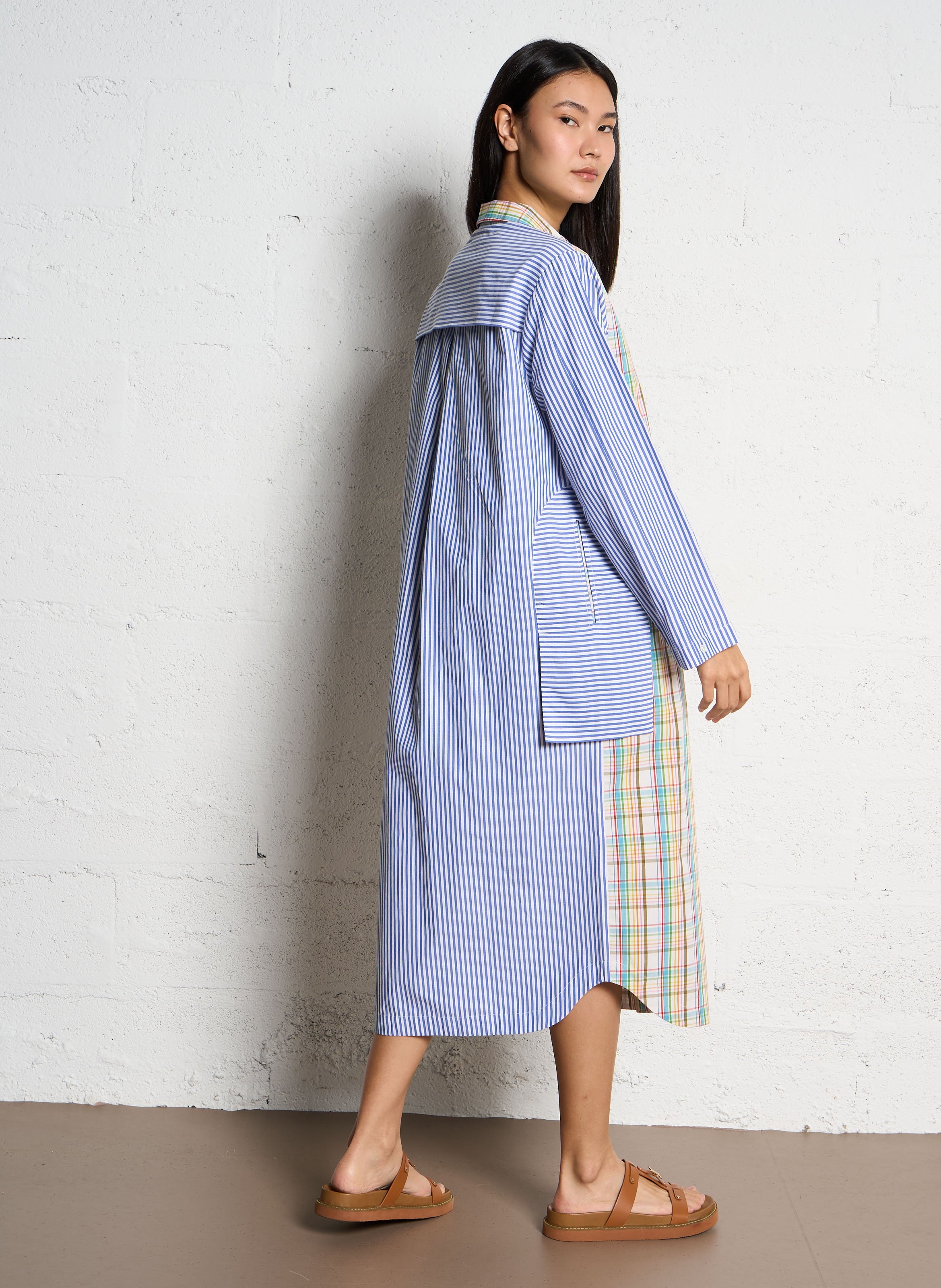 Patchwork long cotton dress V DE VINSTER Blue