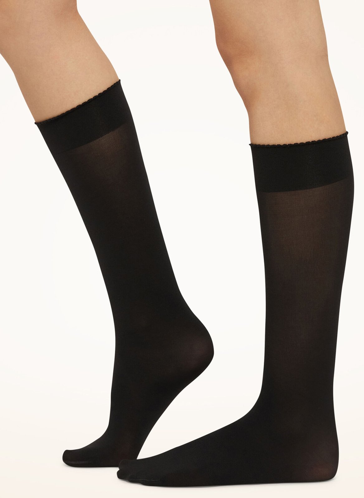 Velvety knee-highs Black