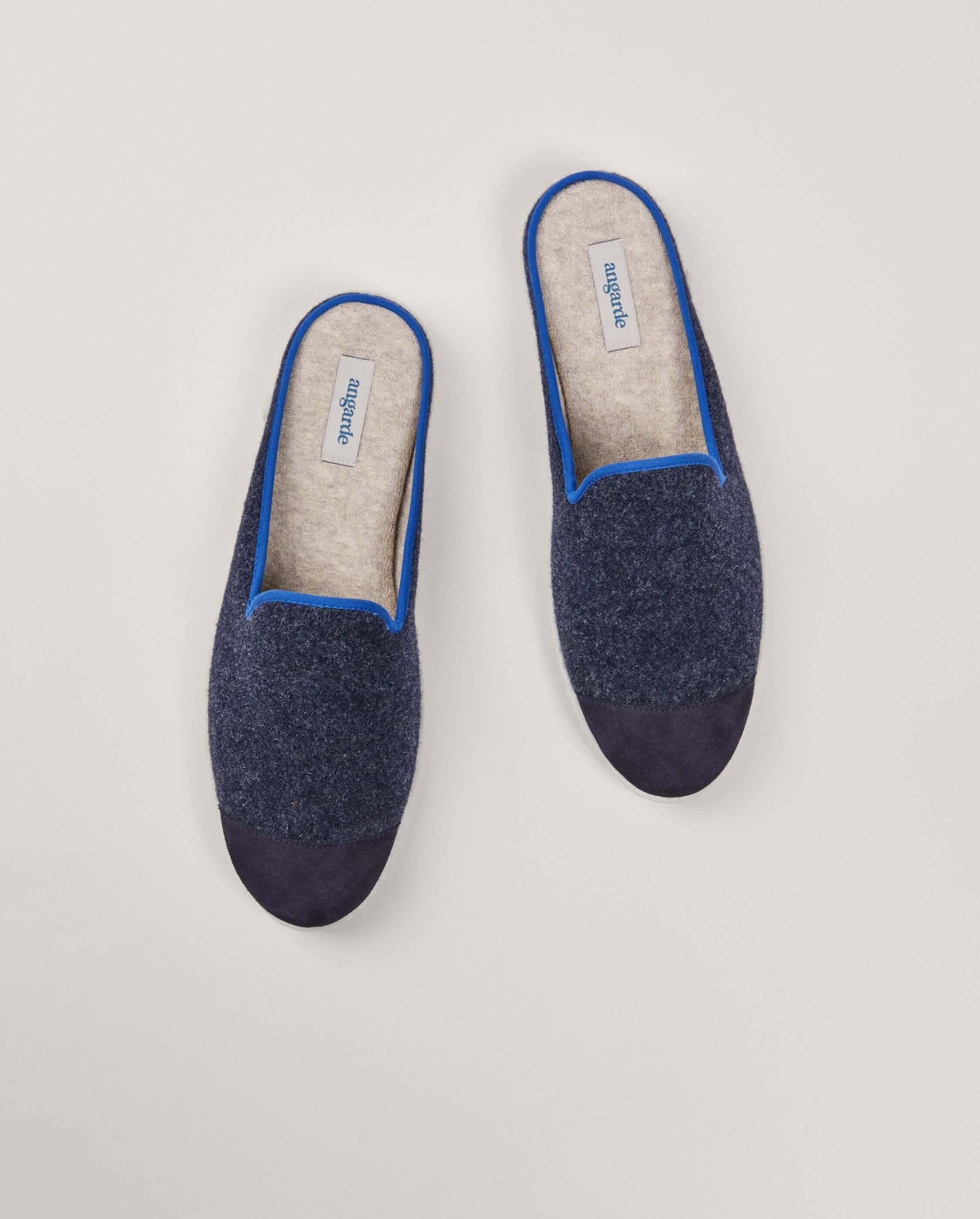 Men's wool mule, navy ocean ANGARDE Blue