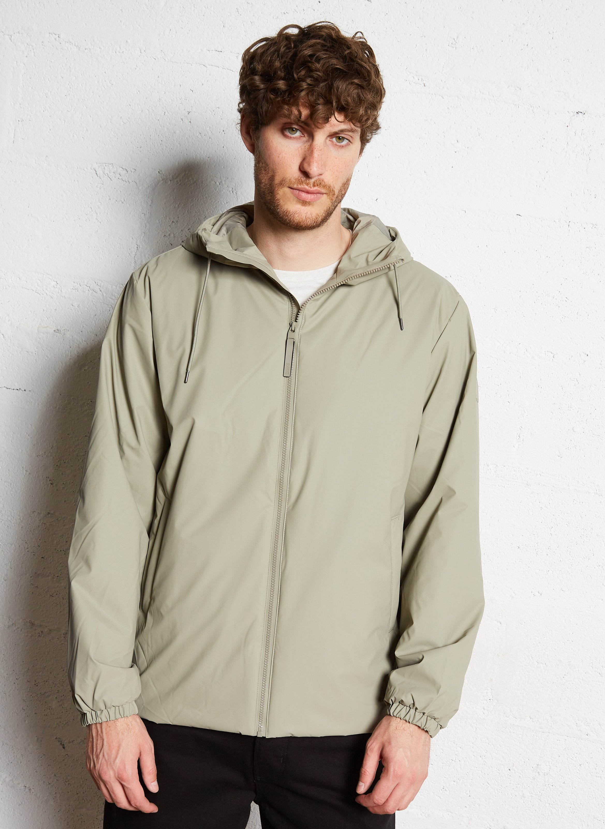 Imperméable droit col montant à capuche RAINS Vert