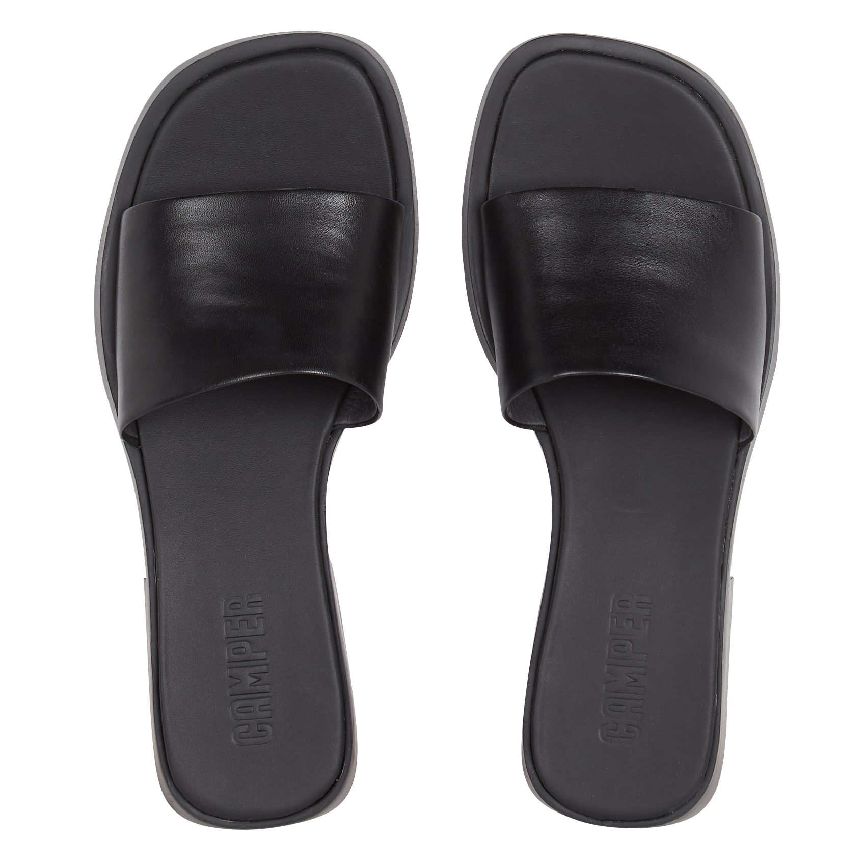 Sandales plates en cuir CAMPER Noir