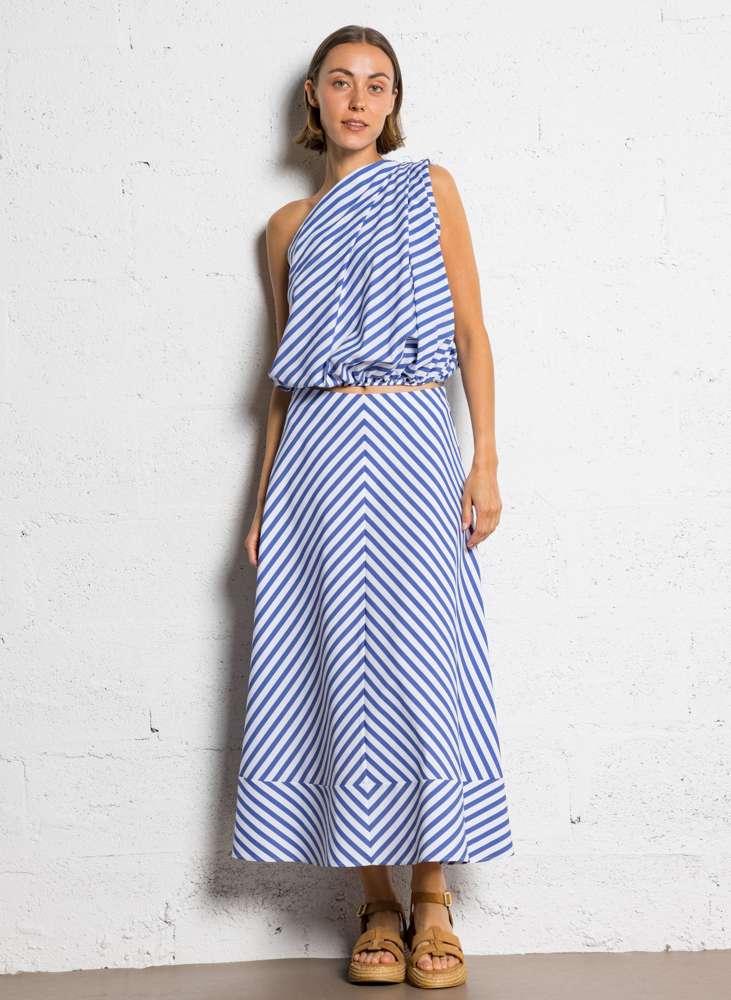 Striped long skirt in blended cotton IMPERIAL Multicolored