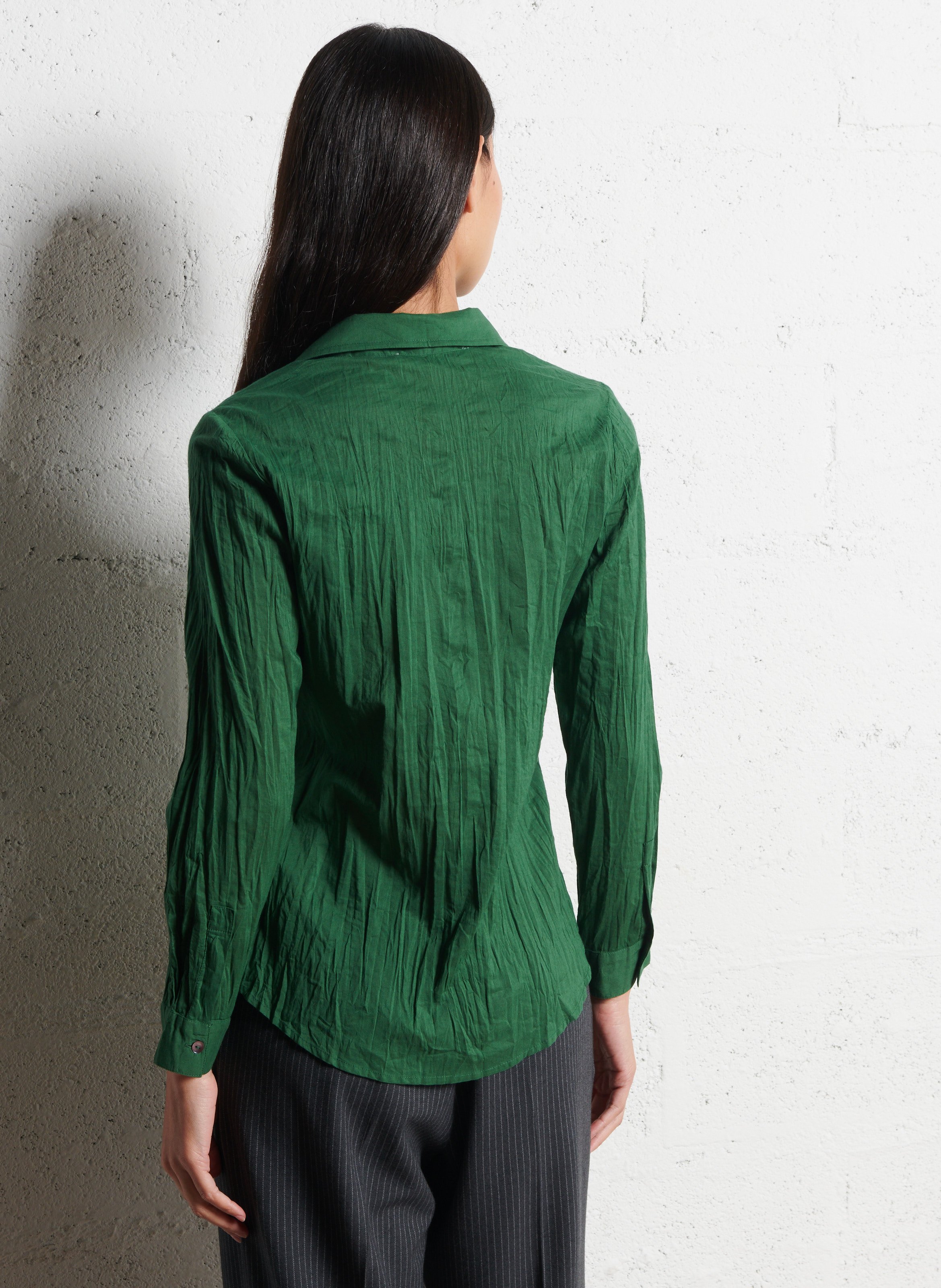 Chemise droite froissée en coton NICE THINGS Kaki