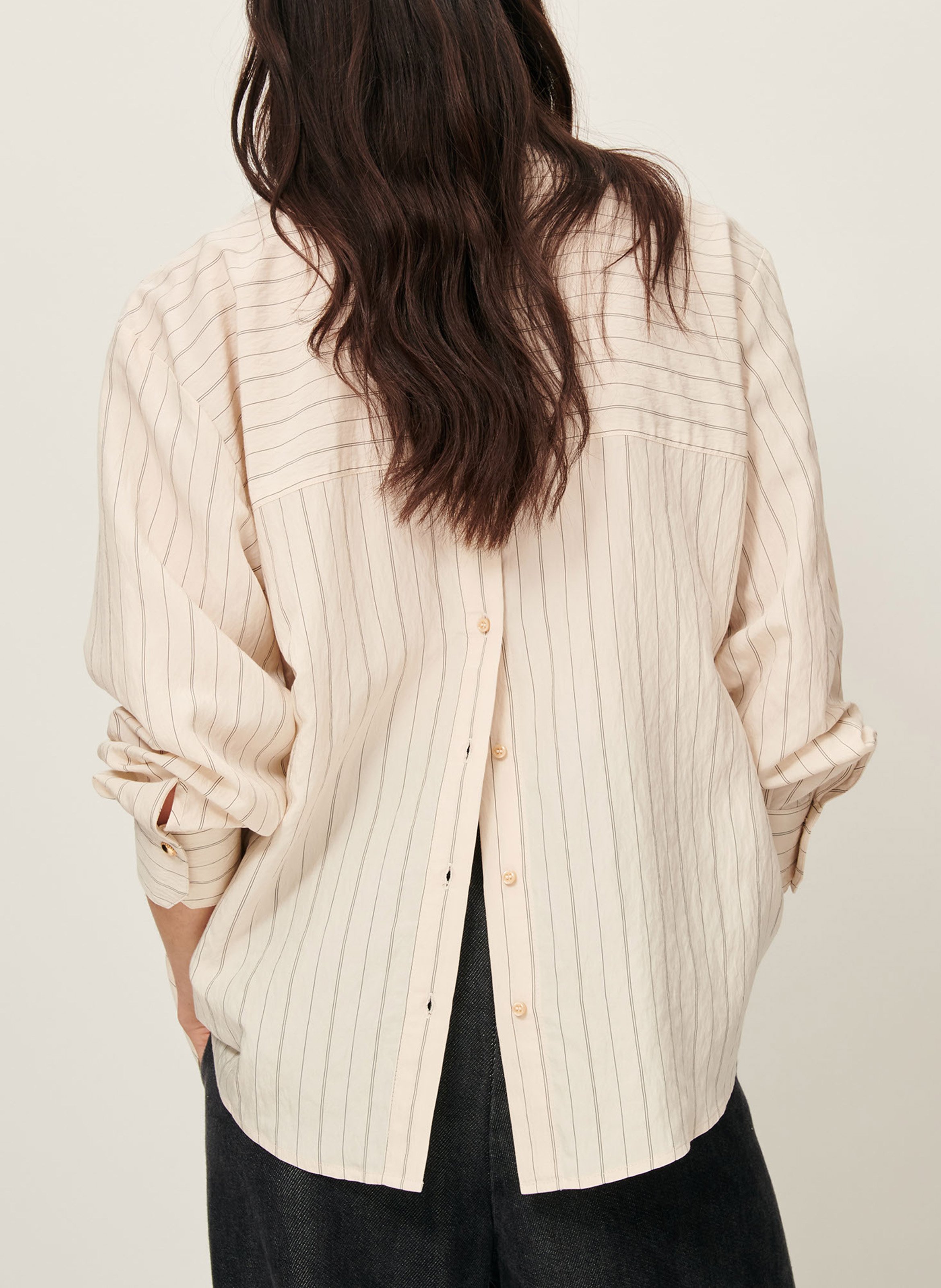 Chemise droite rayée SESSUN Beige