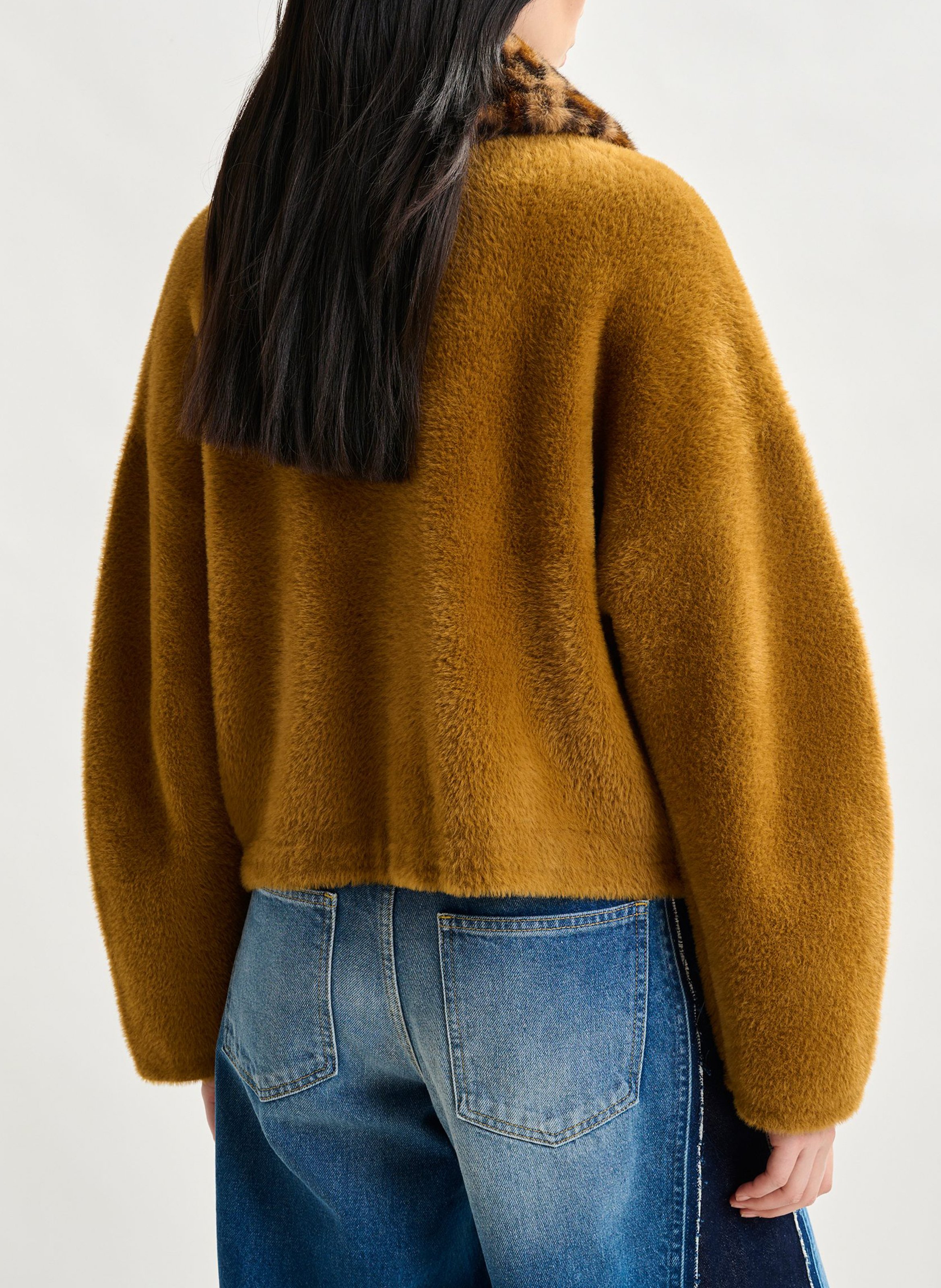 Cardigan ample à col fourrure amovible ESSENTIEL ANTWERP Marron