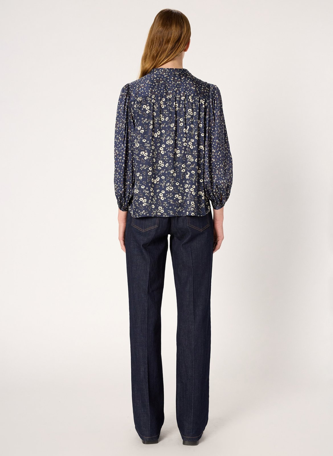 Mandarin collar blouse with floral print GERARD DAREL Brown