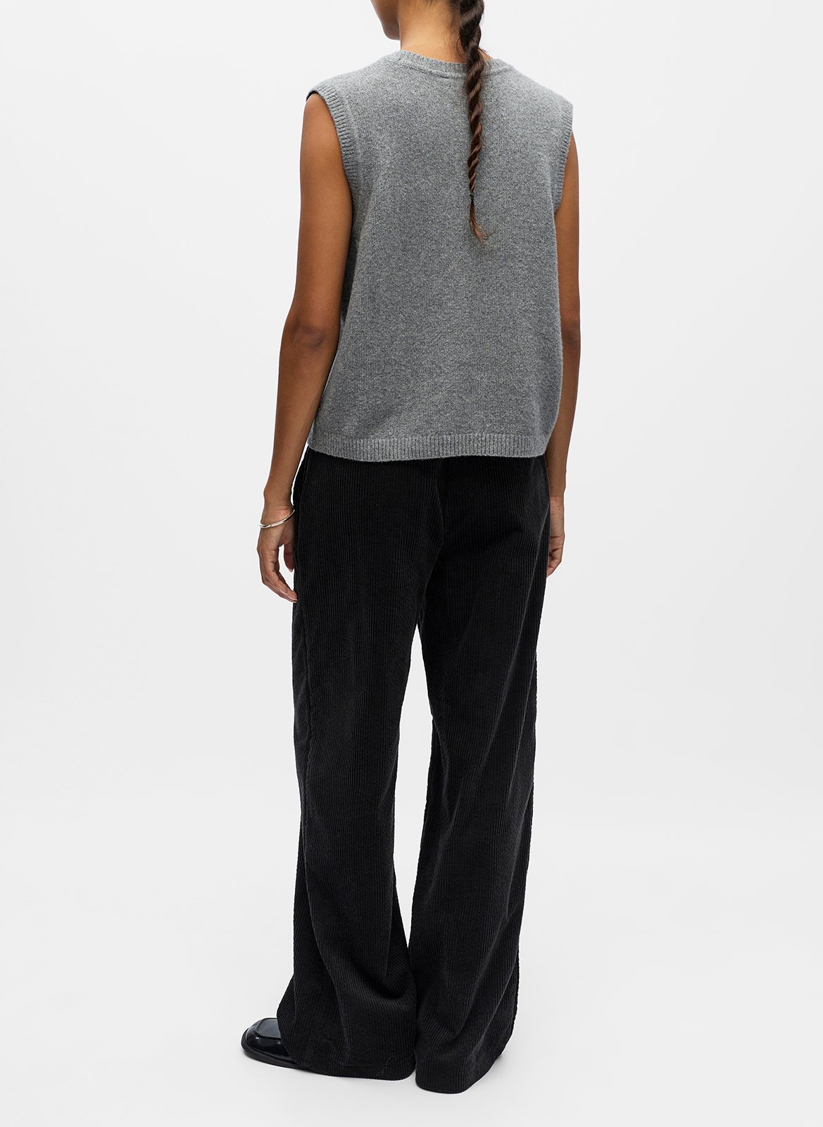 Vest met V-hals in biologisch katoenmengsel OBJECT Grijs