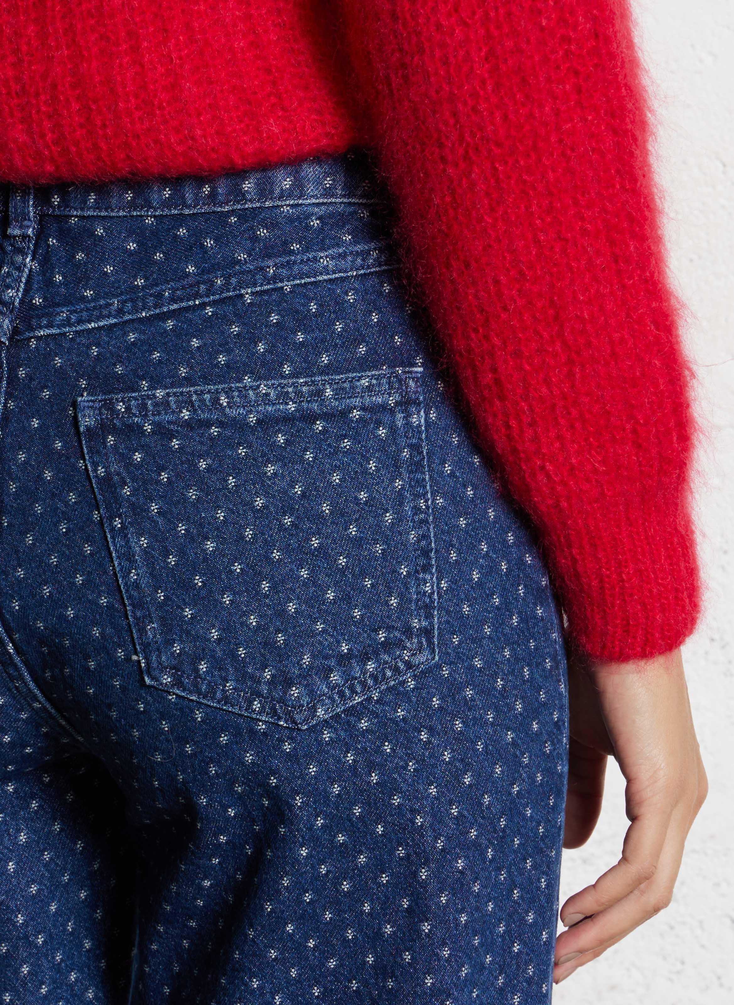 Jean droit taille haute en coton DES PETITS HAUTS Bleu