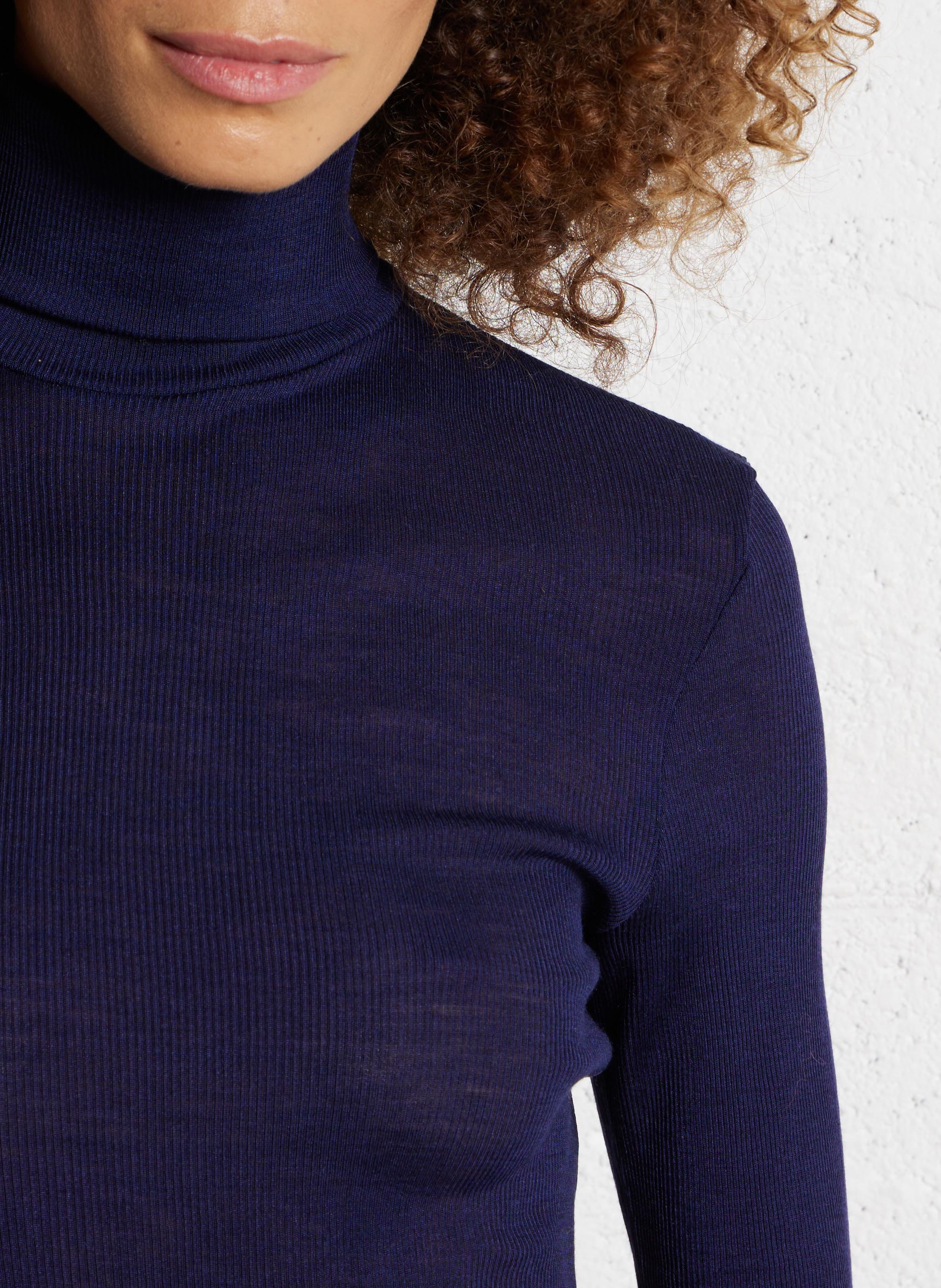 Aansluitende coltrui van wol en zijde ARMOR LUX Blauw