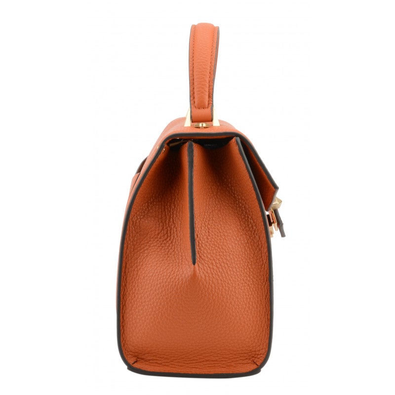 Handbag - grained calf leather POURCHET Orange