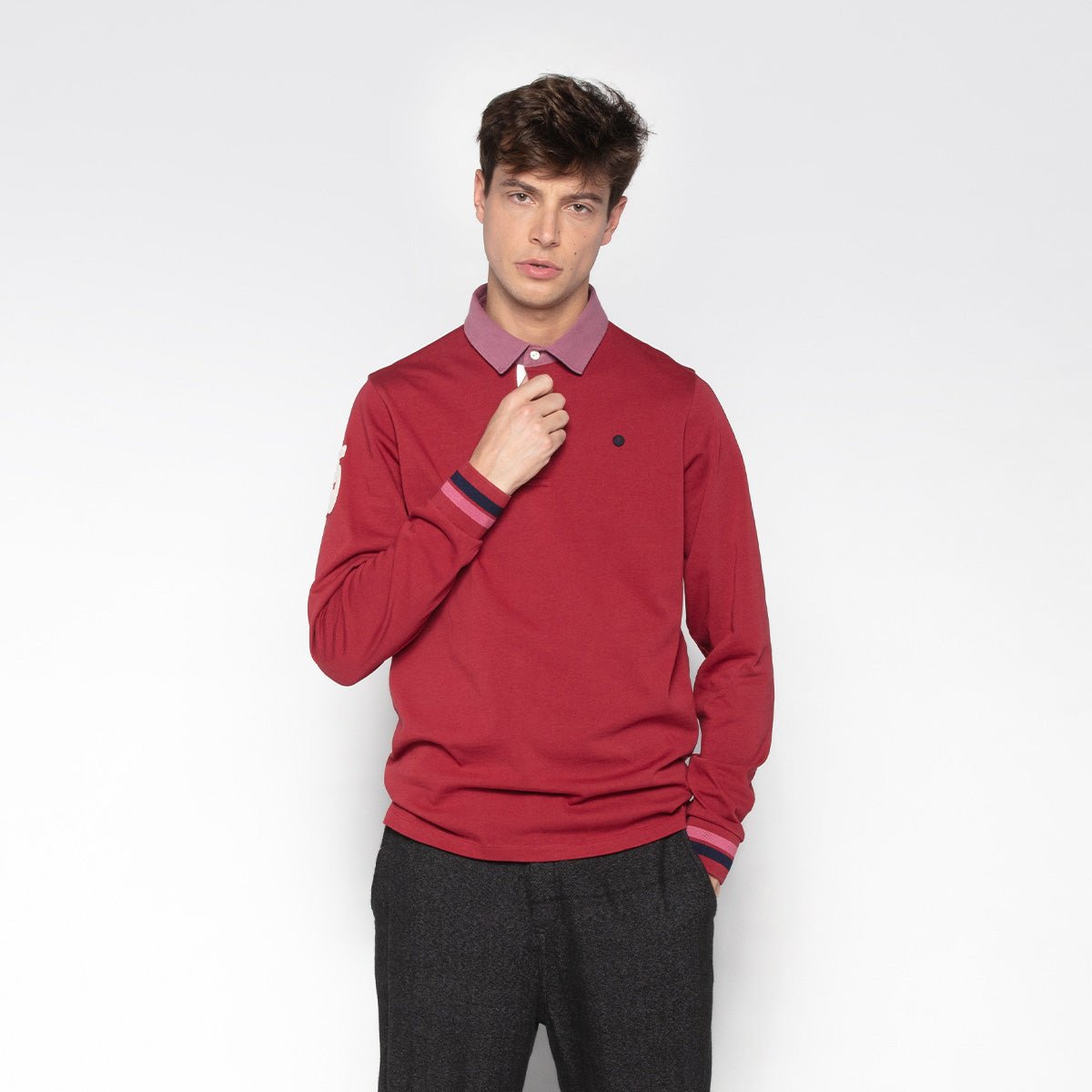 Long-sleeved rugby polo SERGE BLANCO Red