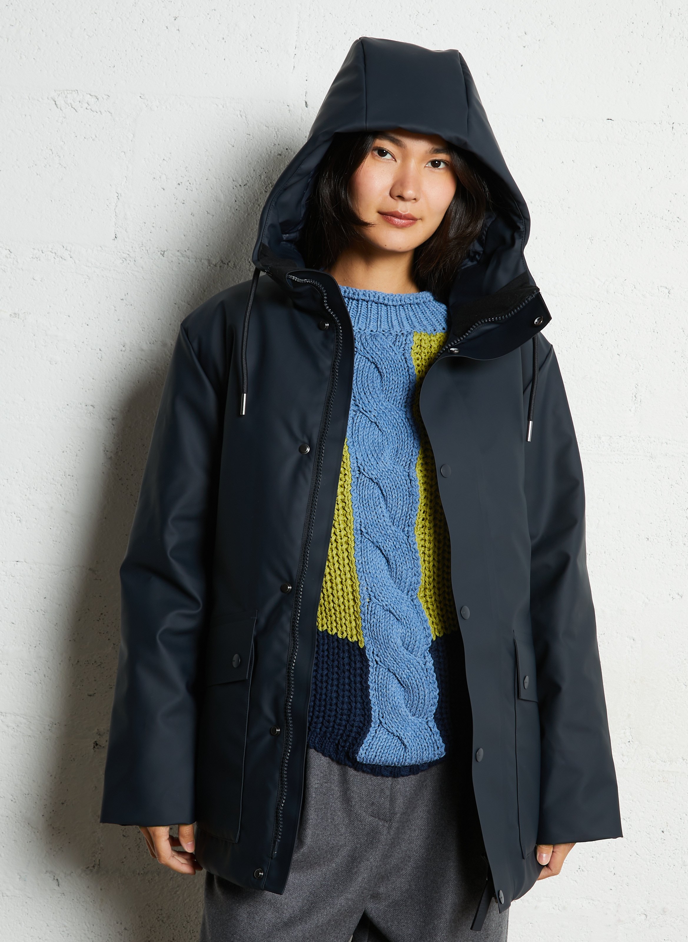 Straight high-neck parka RAINS Blue