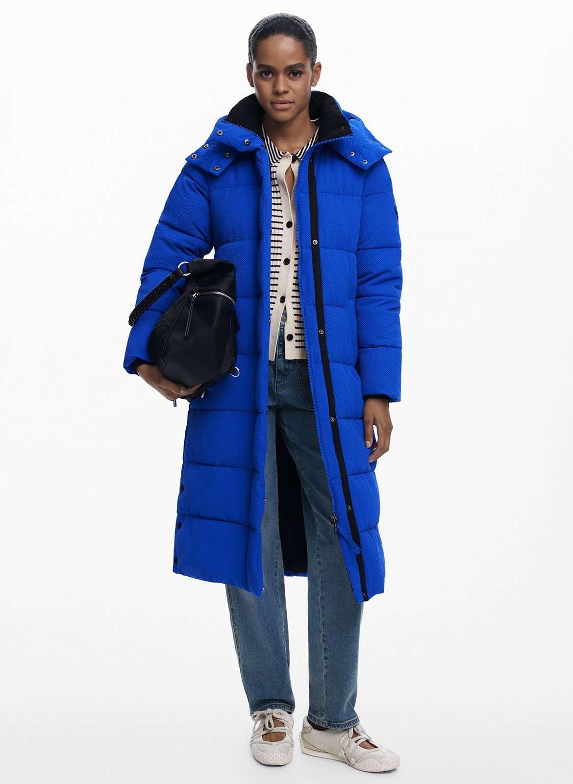 Parka doudoune ceinturée unie DESIGUAL Bleu