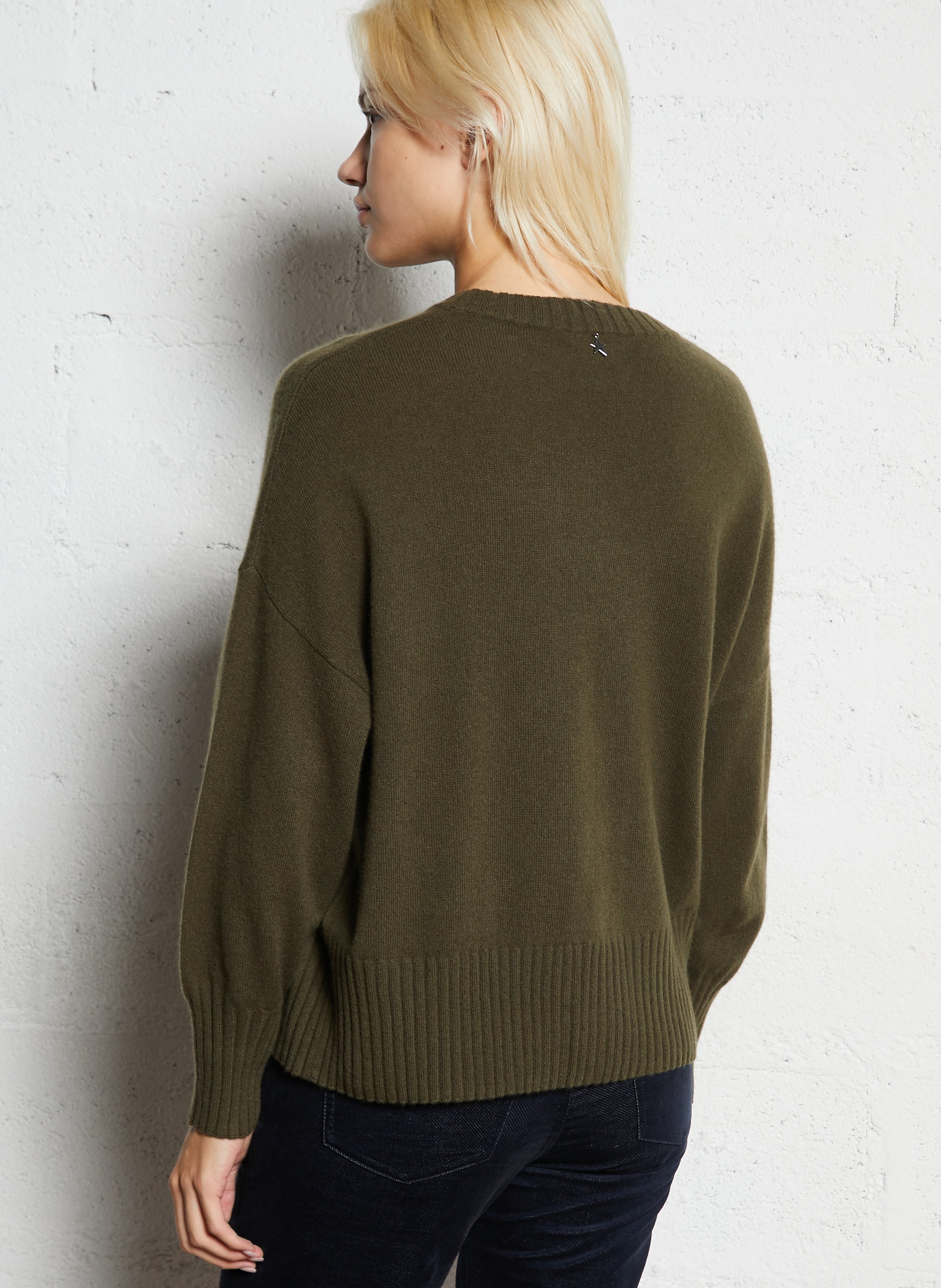 Pull oversize col rond en cachemire SUD EXPRESS Vert