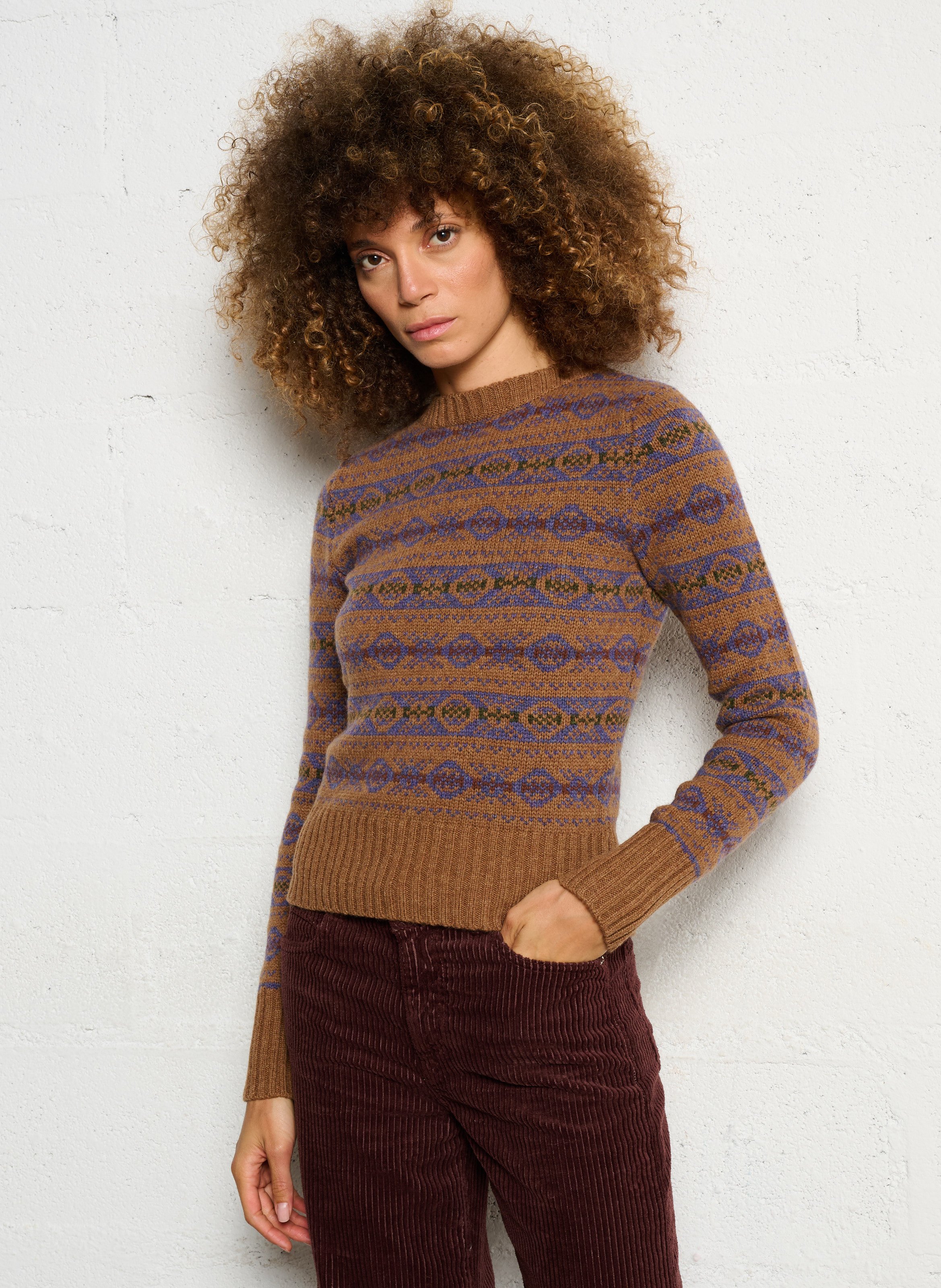Pull col rond en laine SOEUR Beige