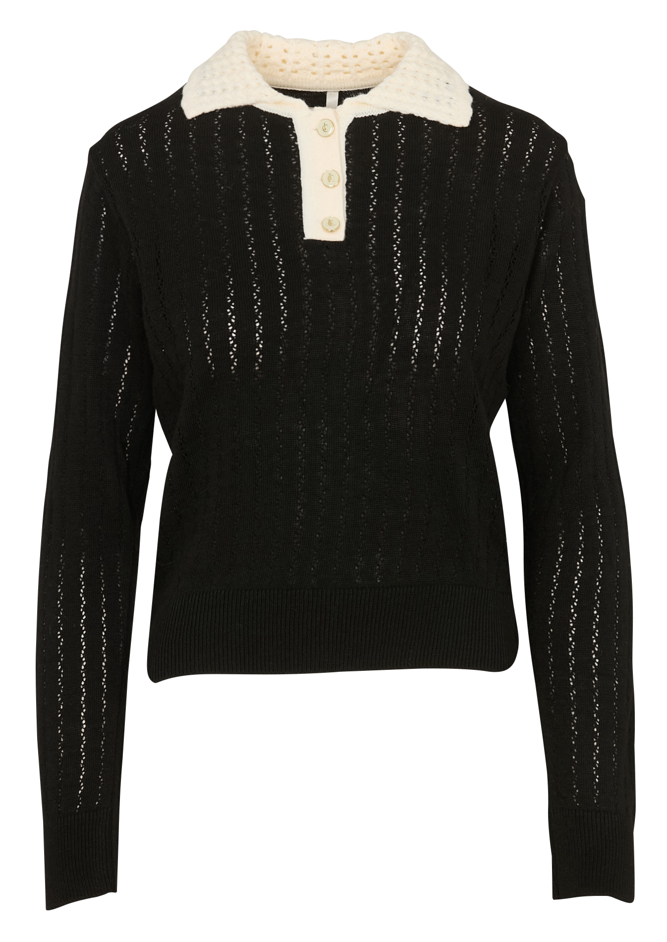 Pull tricot ajouré droit I CODE Noir