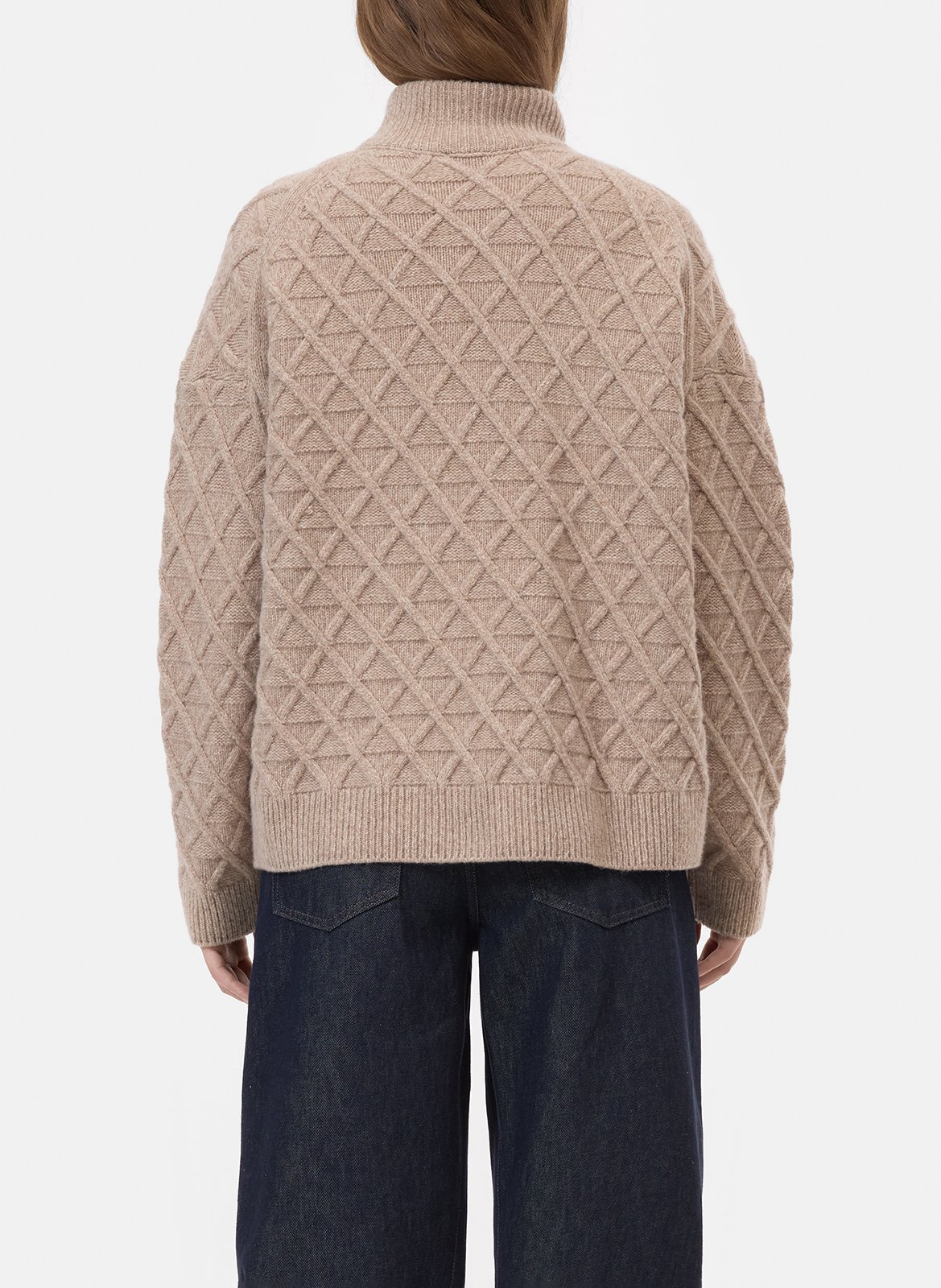 Pull ample à col zippé en laine CLOSED Beige