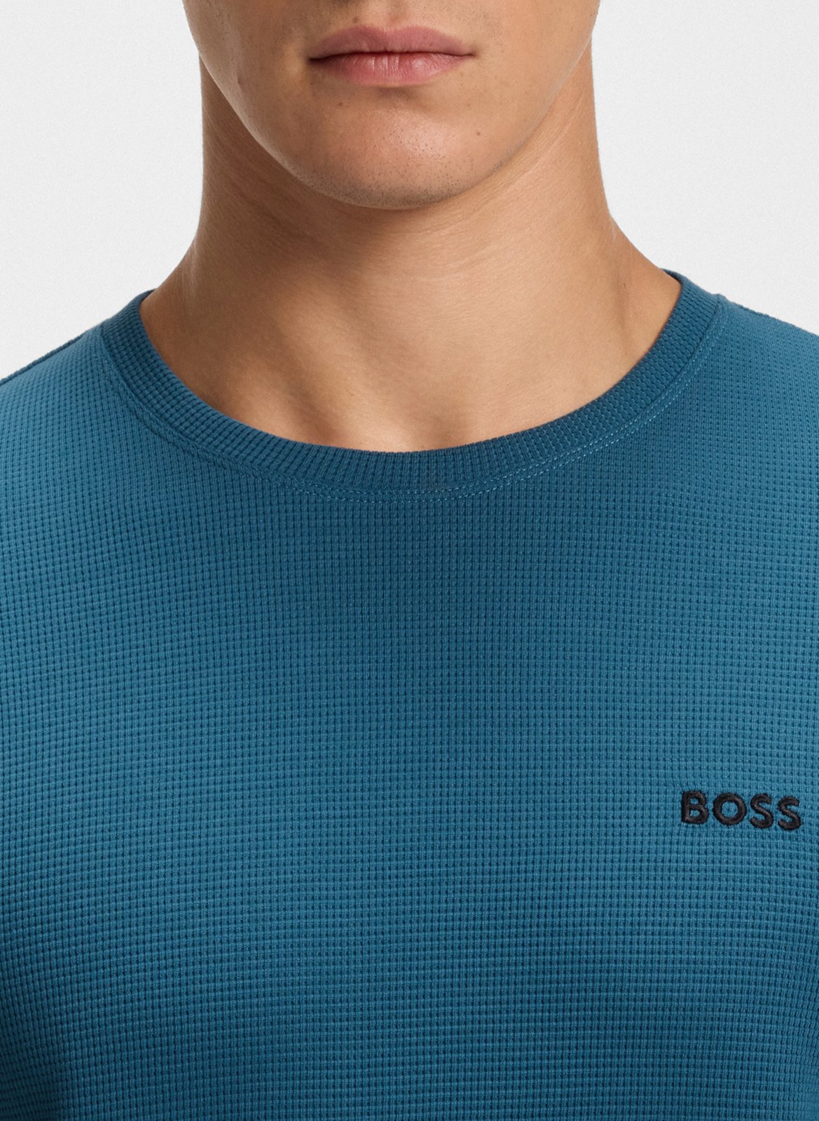 Straight long-sleeved T-shirt with logo BOSS Blue